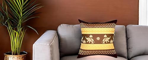 Miniatura 4 de Fundas de almohada decorativas de 16 x 16 pulgadas (15.7 x 15.7 in) con estampado de elefante y sol, funda de cojín para sofá, silla, cama, cierre