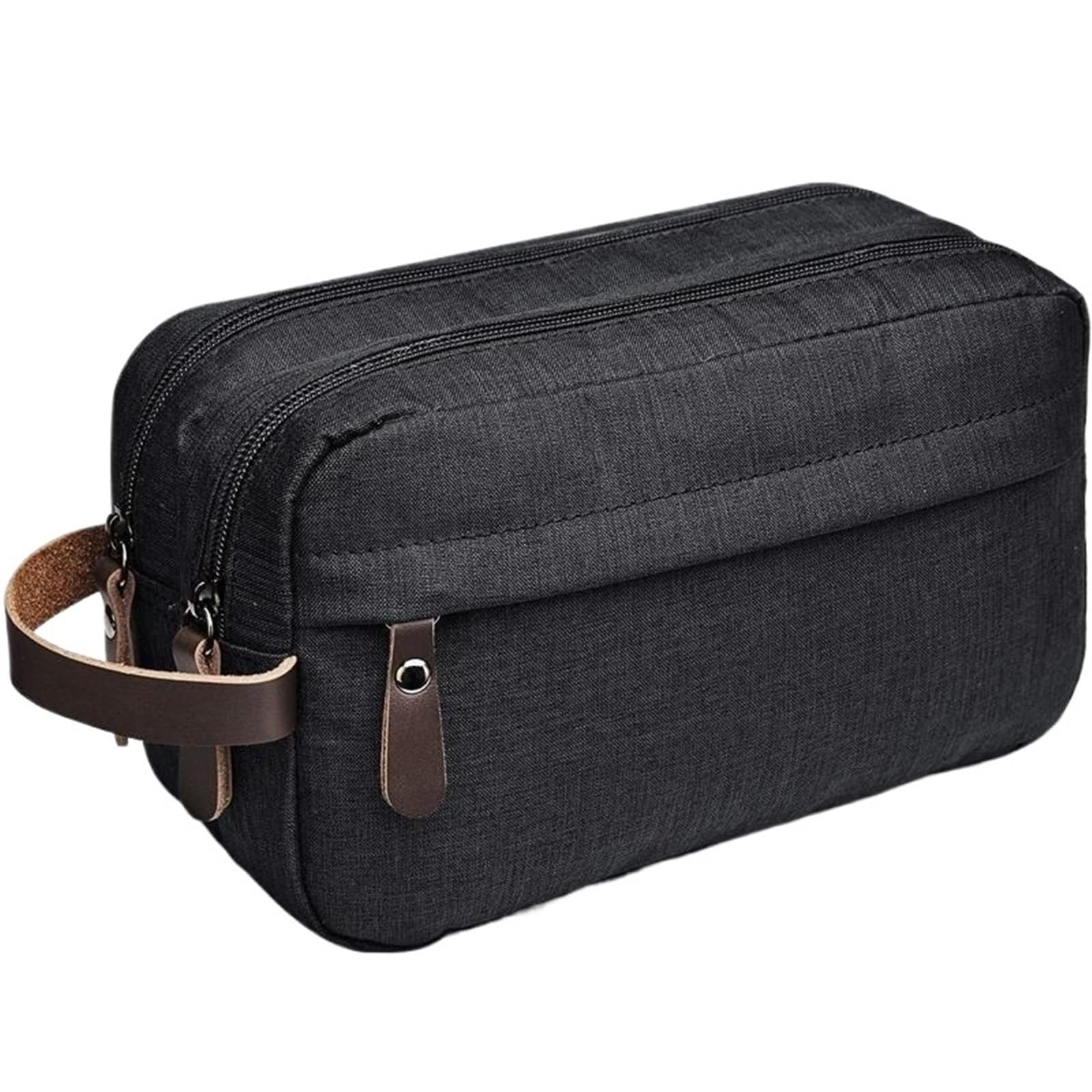 Borsa cosmetica casual in tela con manico, da viaggio, for uomo, for lavare, rasare, for donna, for riporre articoli toeletta, impermeabile, organizer Beauty Case da Viaggio(Black)