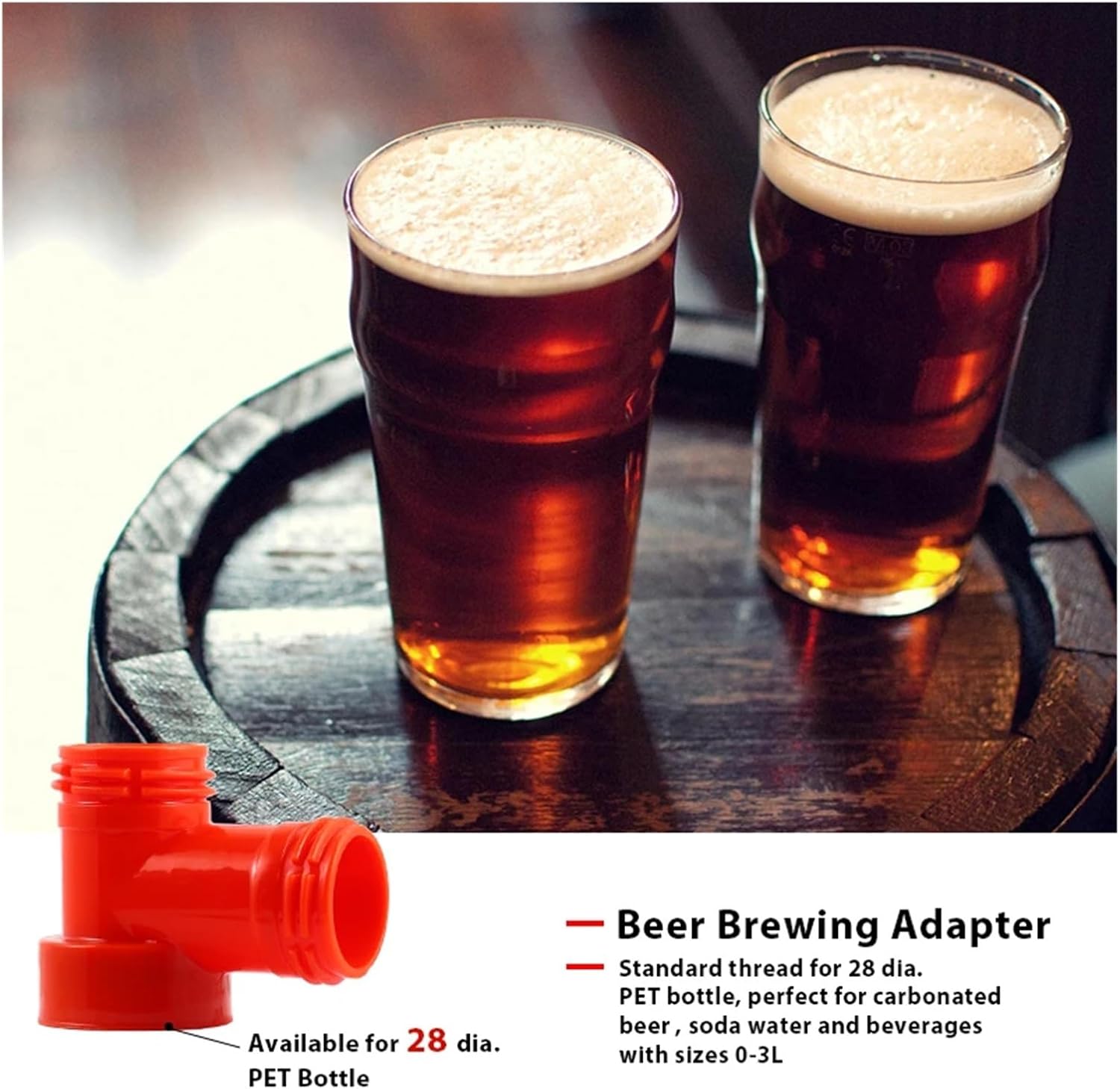 Brewing accessories 2 PCS/Lot Plastic Carbonated Cap Tee Connector, Brewing Adapter for PET Bottle (28 Dia.), Homebrew Beer Bottling Carbonation Kit Brewing accessories