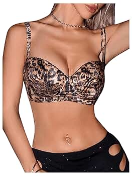 MakeMeChic Women's Cheetah Print Bra Underwire Push Up