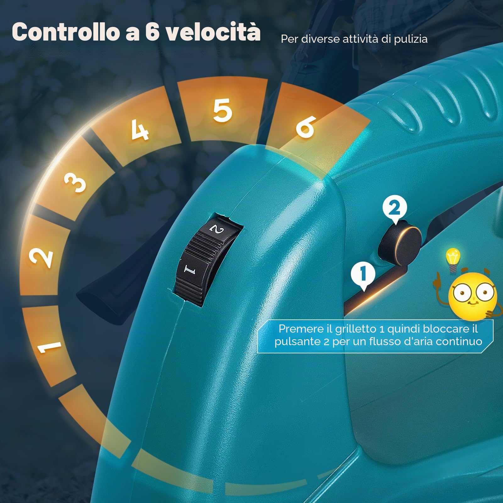 Soffiatore elettrico per foglie di polvere compatibile con batteria Makita 18 V, 6 impostazioni di velocità fino a 297 km/h, grande volume per edilizia casa giardino cura del prato