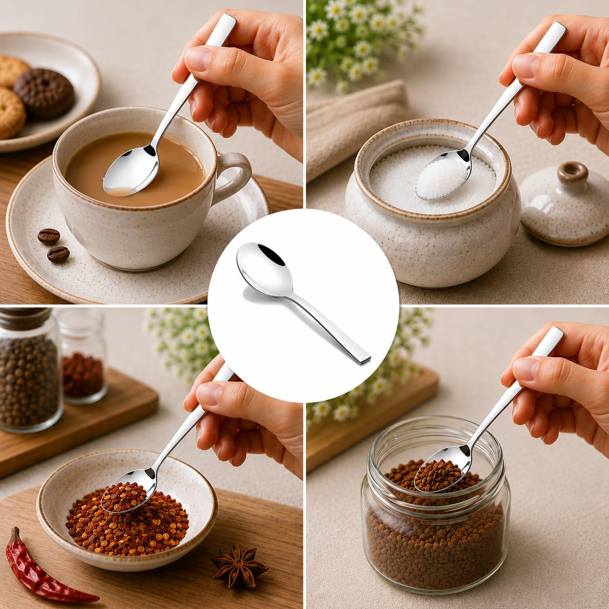 Montavo Stainless Steel Tea Spoon Set - 6 Piece -2 Montavo Stainless Steel Tea Spoon Set - 6 Piece -2
