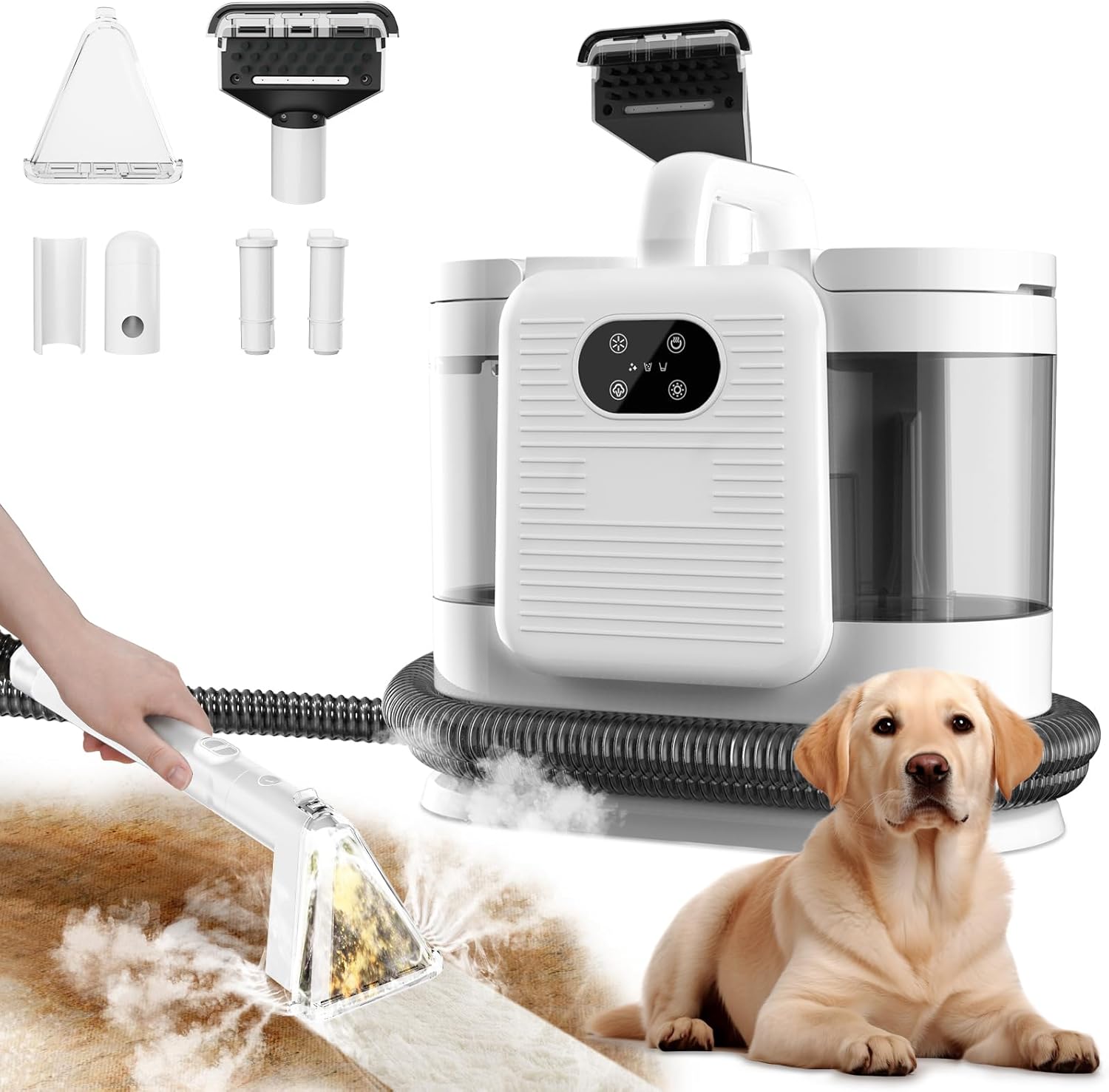 Steam Carpet Cleaner Machine,15Kpa Powerful Suction Stain deep cleaner,Perfect for Pets,Carpet,Floor,Glass,Upholstery,Cars & More.