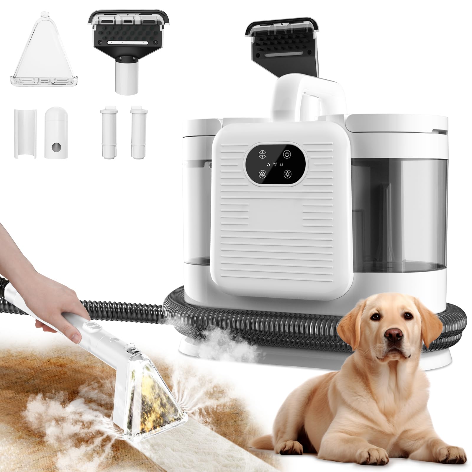 Steam Carpet Cleaner Machine,15Kpa Powerful Suction Stain deep cleaner,Perfect for Pets,Carpet,Floor,Glass,Upholstery,Cars & More.