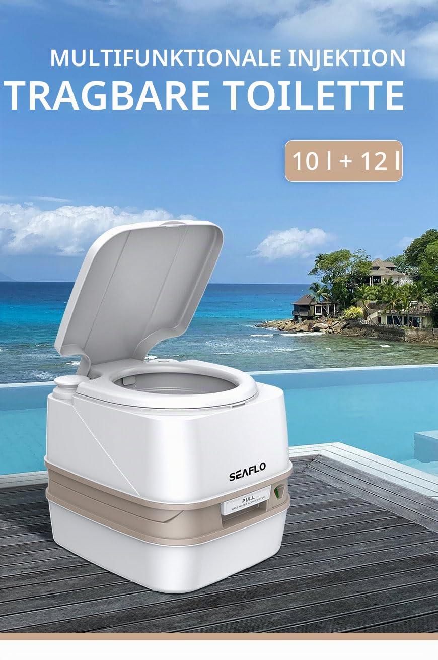 Seaflo LIGHTEU 12L 3,2Gallonen Multifunktionale tragbare Injektionstoilette für Wohnmobile, Camping, Outdoor, Wohnwagen