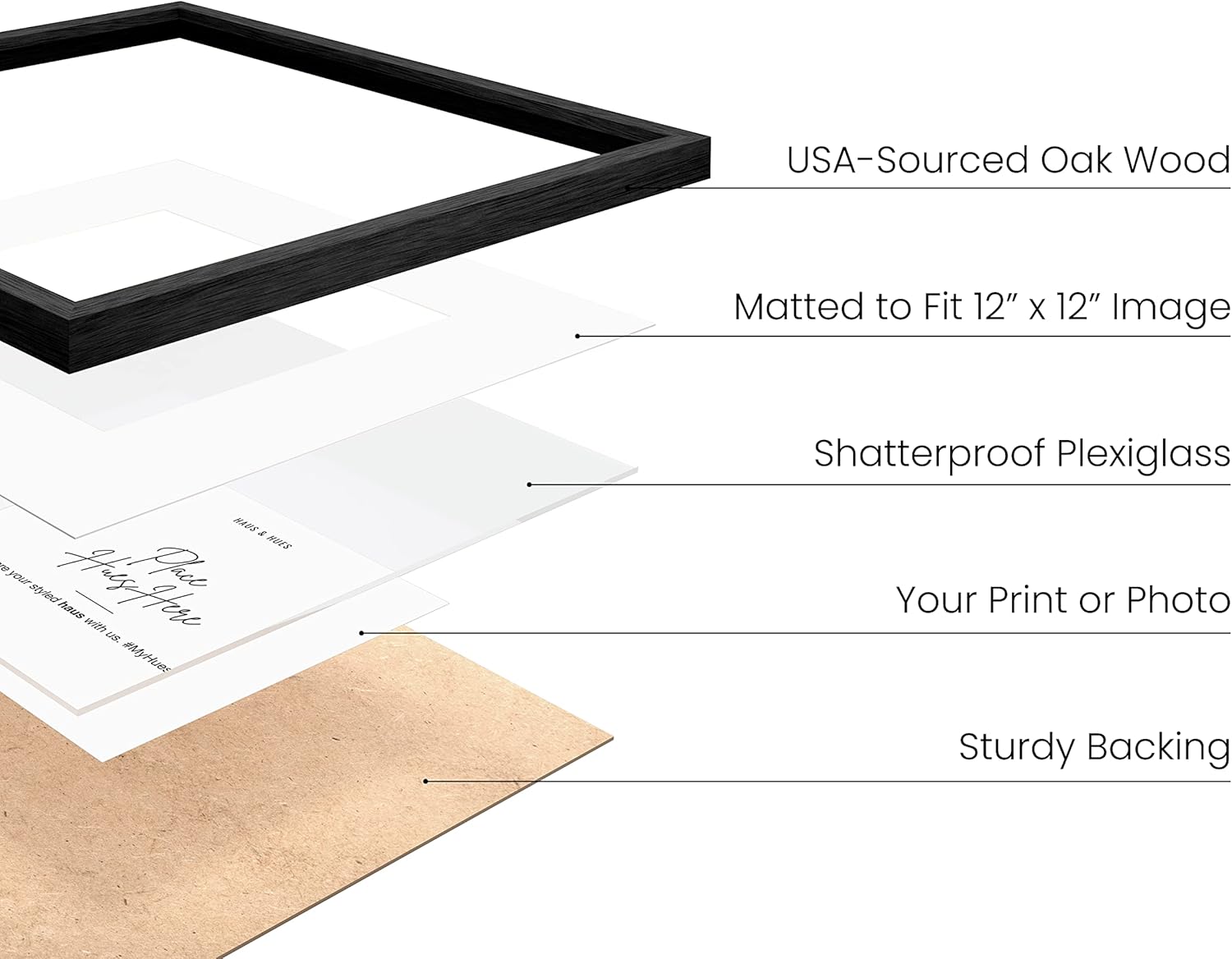 haus and hues black square frames set of 4-16x16 set of 04 black oak 16x16 in