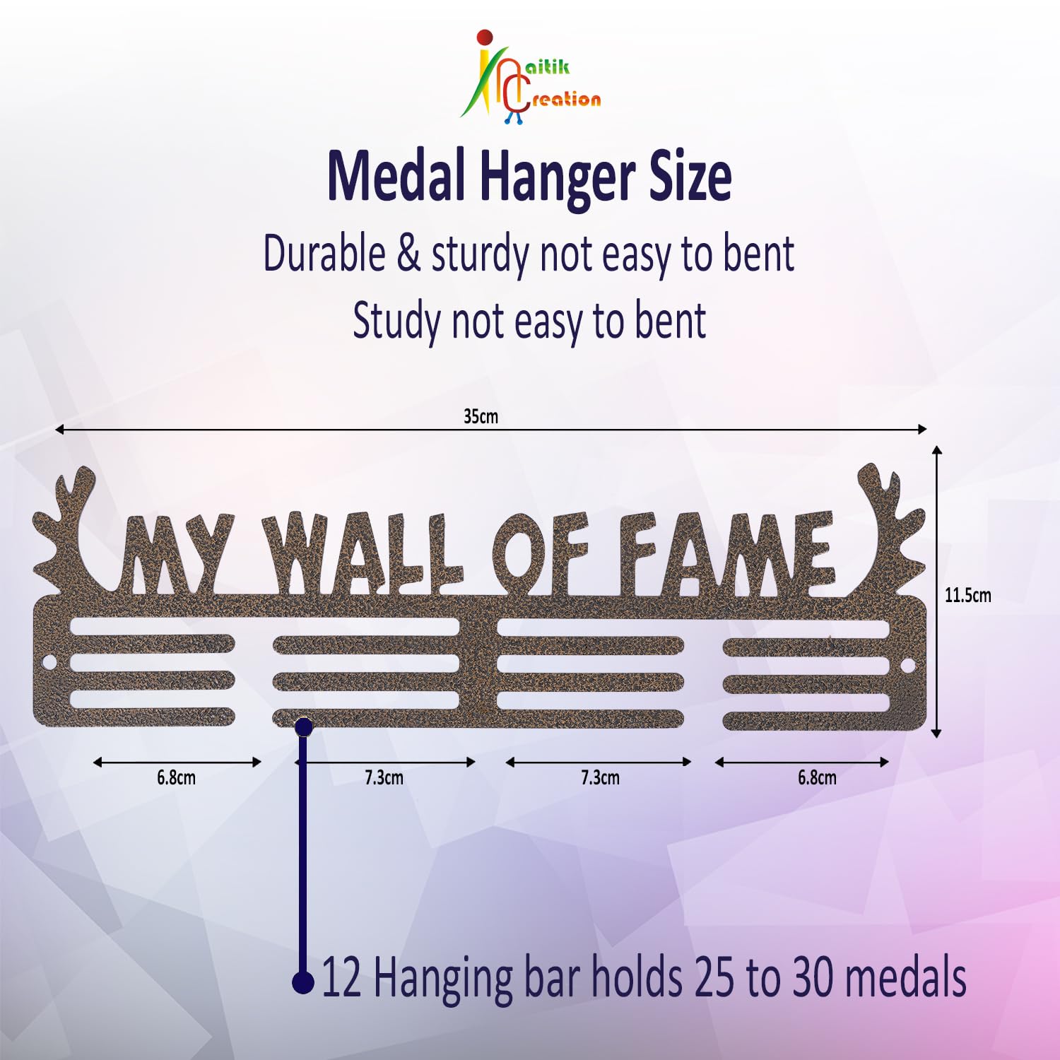 NAITIK CREATION Medal Hangers for Wall – Medal Holder Display Hanger | Holds Up to 65 Medals | Sports Medal Display | Medals Hanger | Premium Antique Golden (My Wall of Fame) 1