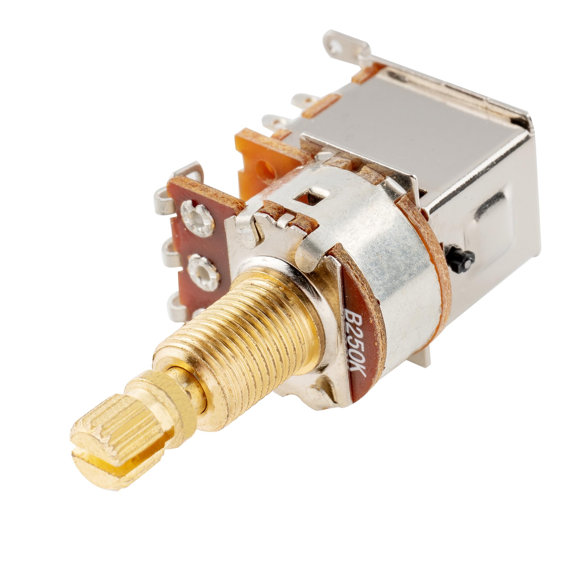 Musiclily Pro B250K Potenciómetro Push-Push Latón Métrica Split Standard Shaft 9,5mm Lineal Taper Pot para Guitarra Eléctrica Bajo (Set de 10)