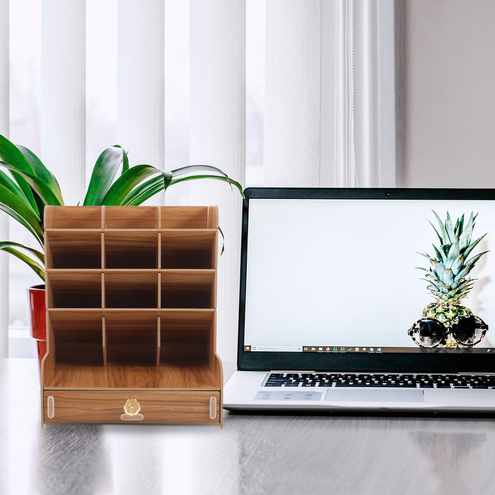 Portalápices de Madera Compacto y Sólido Diseño Simple y Limpio para Escritorio, Organizador de Bolígrafos Práctico Adecuado para Oficina y Mesa