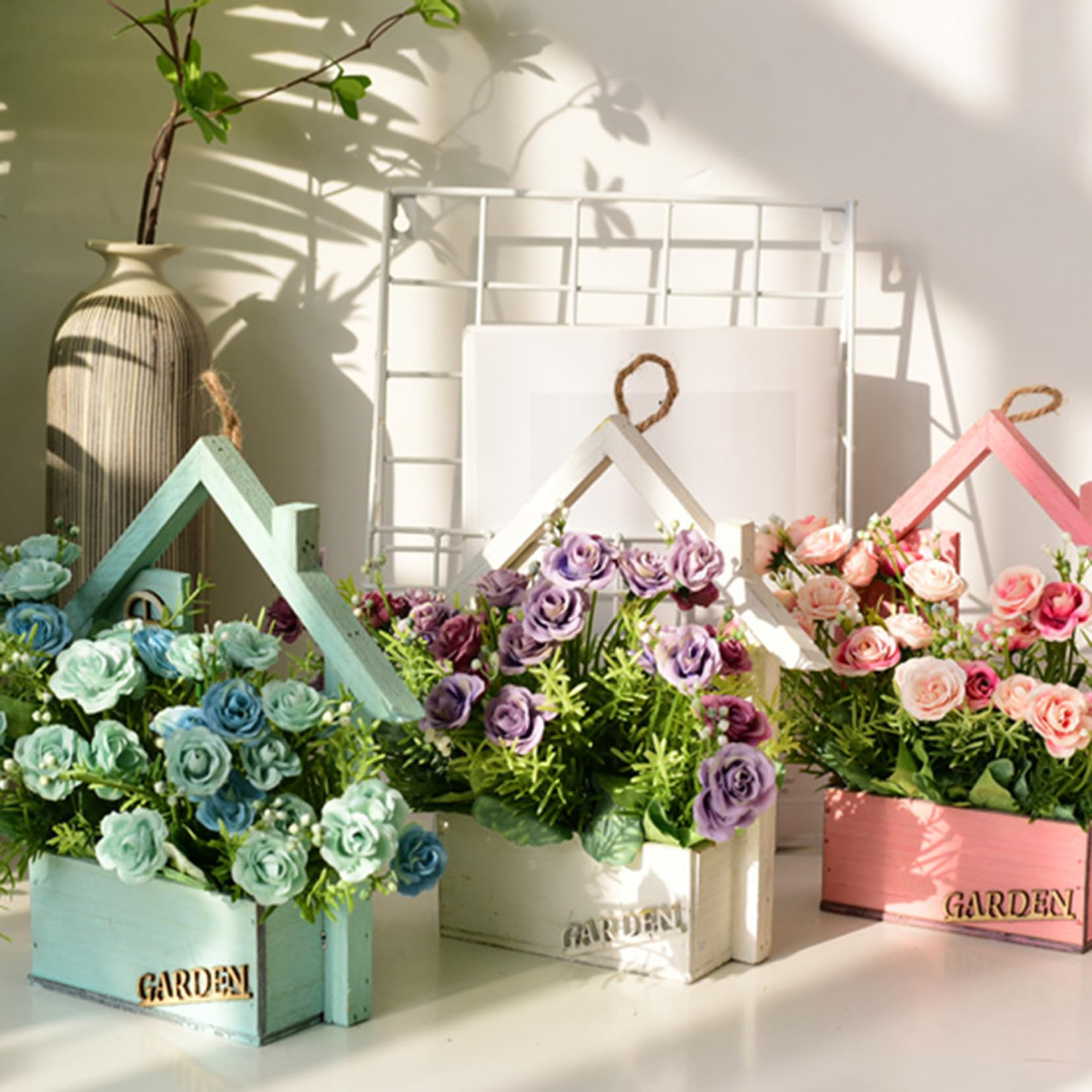 Amazon｜HGJH 造花 壁掛け インテリア 人工観葉植物 本物そっくり 室内 