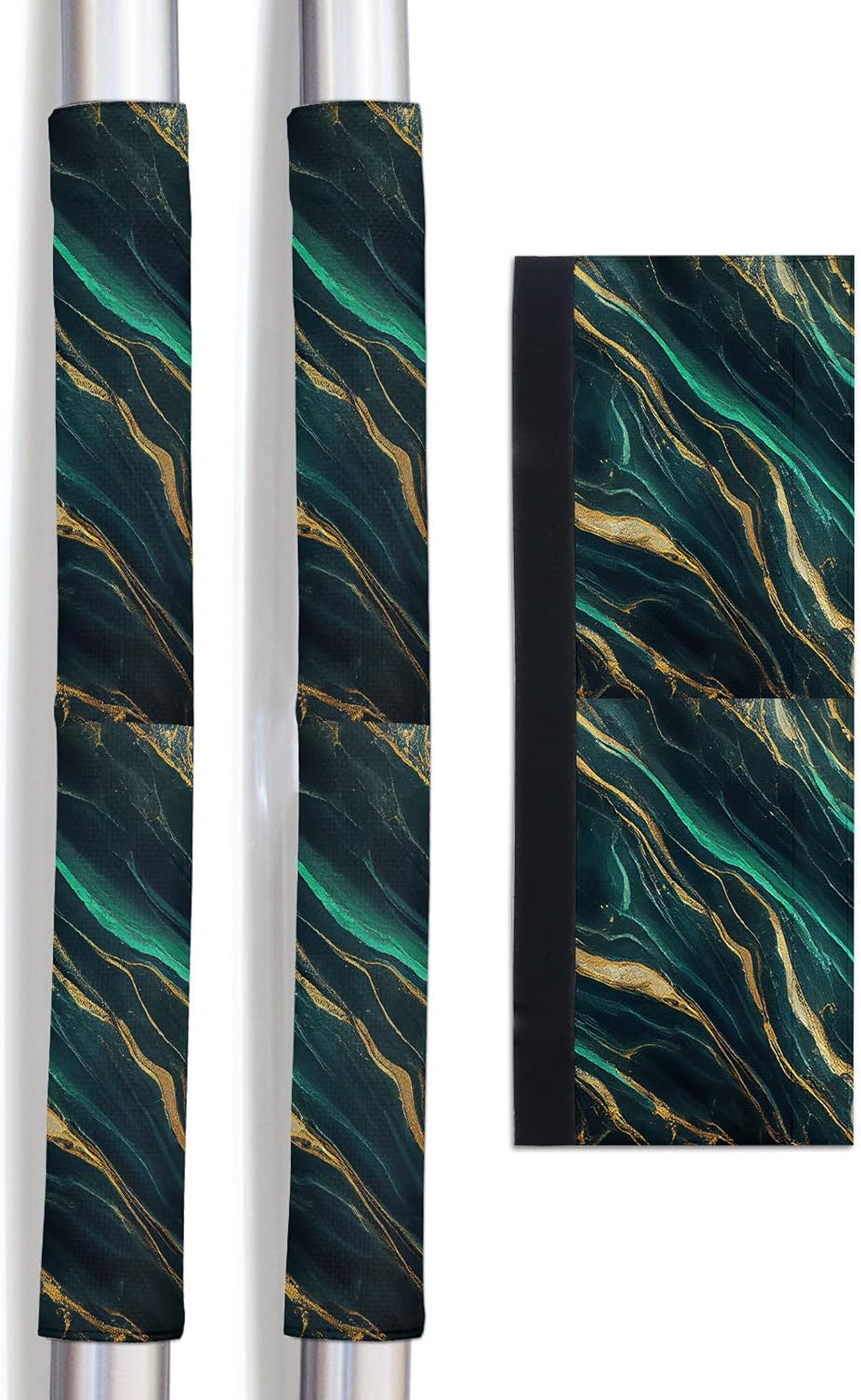 Marble Emerald Green Refrigerator Door Handle Covers Set of 2 for Dishwasher Microwave Oven Fridge Stove Appliance Door Handles, Washable Kitchen Bathroom Decor Accessories, Modern Abstract Gold Art