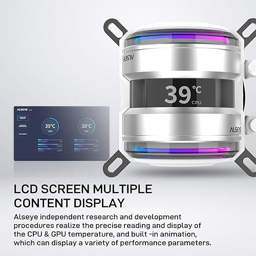 Miniatura 10 de ALSEYE Infinity i240 - Enfriador líquido para CPU, sistema de bombas duales, enfriador de agua de CPU con pantalla de visualización de temperatura,