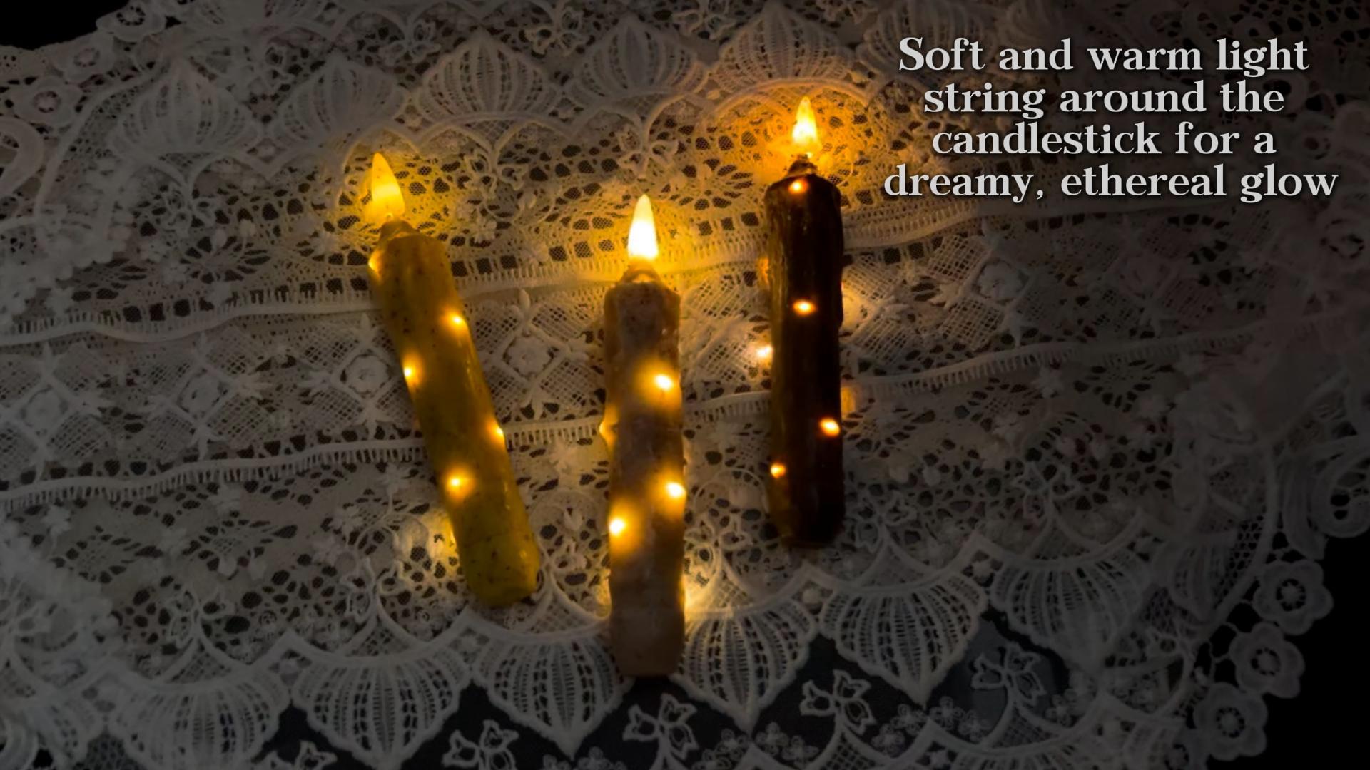 Image of Real Wax LED Flameless Short Taper Candles with Remote, 6.7 Inches Green Candlesticks, Dripless Battery Operated Flame Rustic Primitive Flameless Spring Candles for Home, Pack of 2