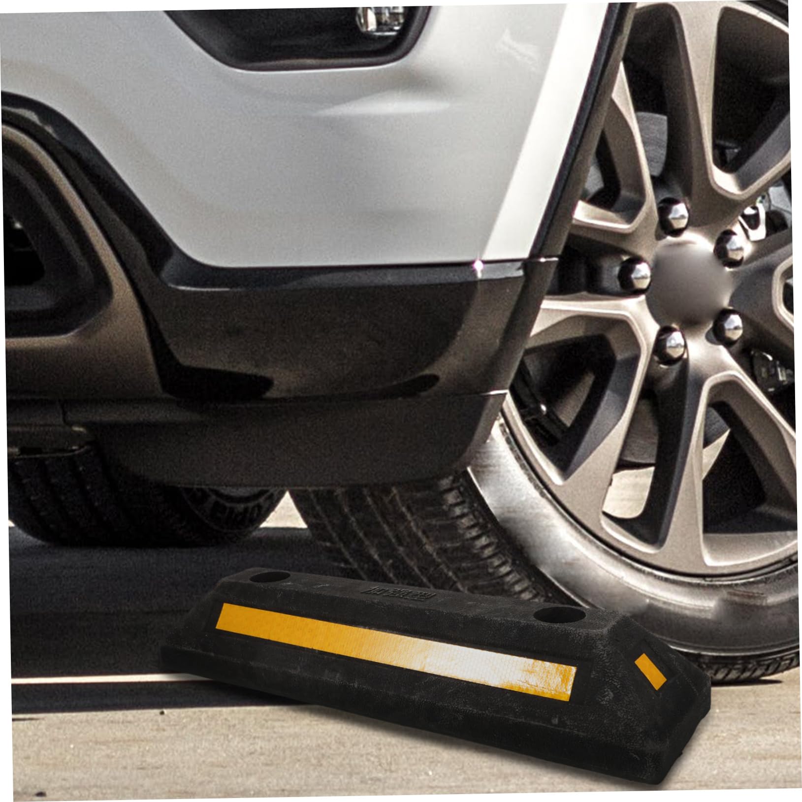 SOLUSTRE Cuneo Fermaruota in Gomma Portatile per Garage Blocca Ruota Auto Previene Ritorno Veicolo Accessorio Parcheggio Sicuro