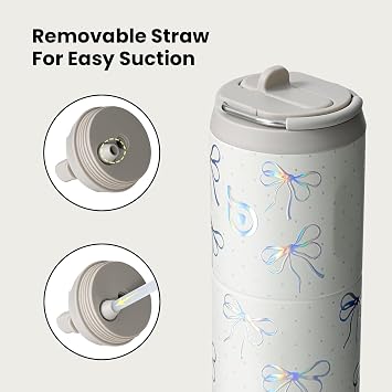 Bottle Bottle Insulated Water Bottle 24oz with Straw Lid and Handle for Sports Travel Gym Stainless Steel Water Bottles Double-Wall Vacuum Metal Leak Proof BPA-Free (bling bow)