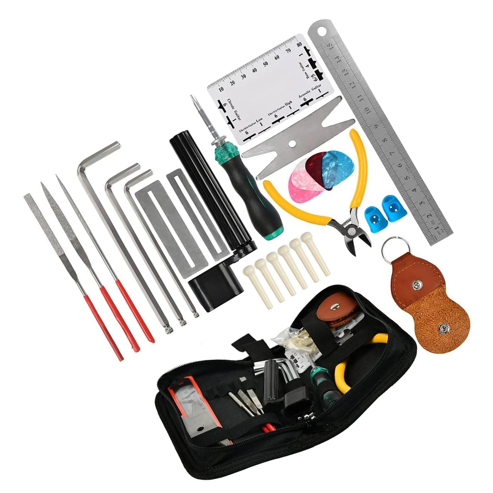 Professional 28PCS Essential Electric Guitar Collection for Luthier Setups Maintenance of String Instrument Comprehensive String Instrument