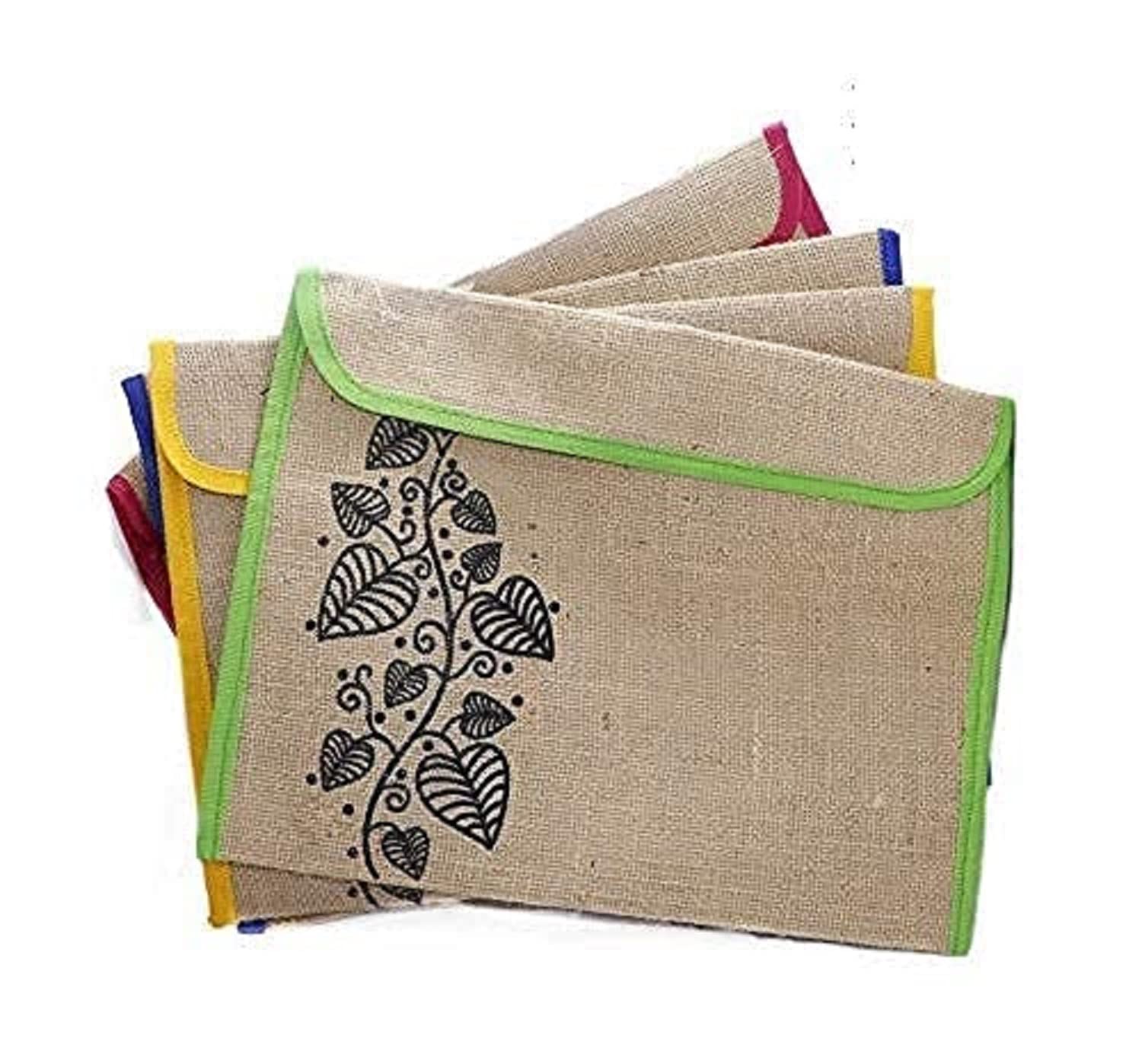 Peeplvalue Pack of 20 Jute Bag Environment Friendly File Folder Bag l Container for Papers, Stationery Jute Conference File Folder (Multicolor)