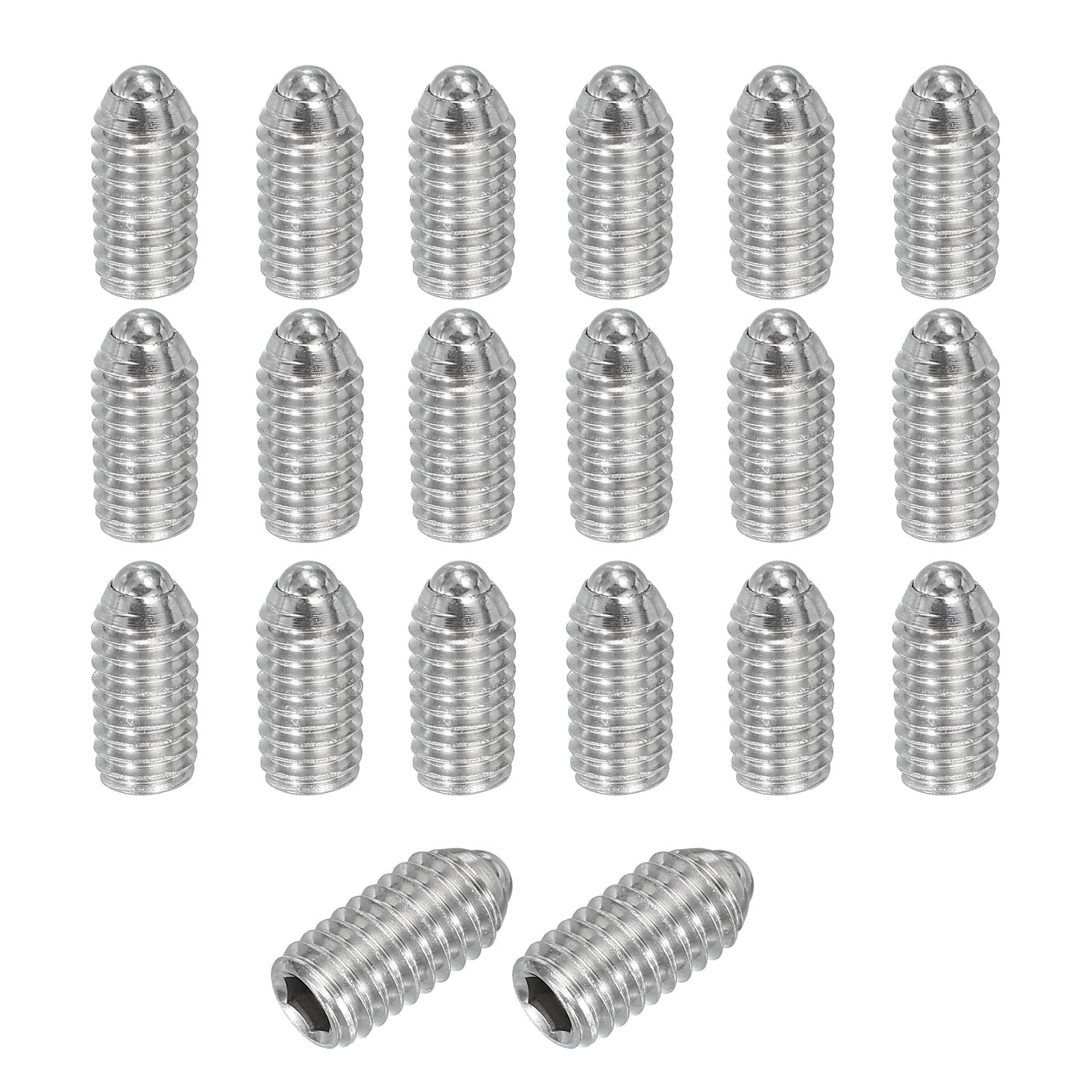 PATIKIL M6x12mm Ball Point Set Screws, 20 Pcs 304 Stainless Steel Hex Socket Spring Ball Point Grub Screws for Industrial Machine Home Furniture Workplaces, Silver