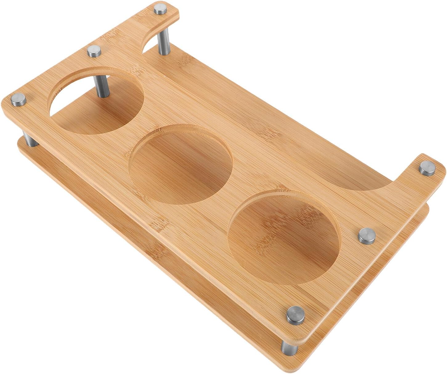 Wooden Multifunctional Small Spice Rack Organizer for Kitchen Countertop, 3-hole 8x8x8cm Seasoning Jar Storage Rack for Salt Oil Vinegar Bottles, Household Spice Container Holder