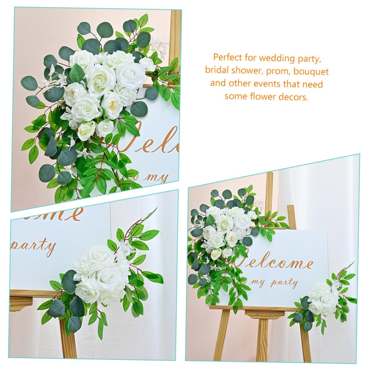 Ciieeo Blumenbogen Hochzeitsdekorationen für Empfang 1 Satz Seidenstoff | Zeremonie und Hintergrund, Künstliche Blumen mit Lebendigem Look, Langlebige Deko für Bouquet und Schild