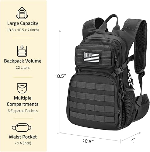 Miniatura 6 de CVLIFE Paquete de hidratación táctica de 3 litros, bolsa de agua ligera con vejiga para hombres y mujeres, mochila Molle resistente para senderismo,