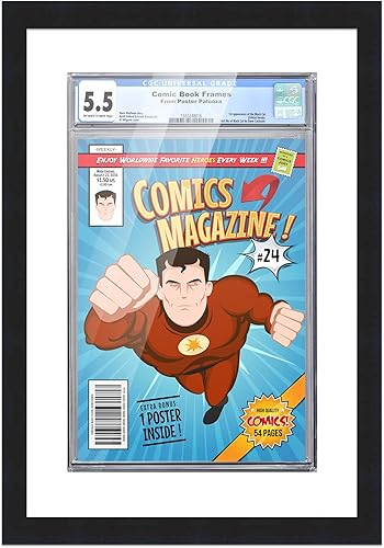 Miniatura 294 de Poster Palooza Marco de cómic con paspartú para 2 cómics CGC, CBCS o PGX Graded Comics – Marco de cómic negro para cómics de 8.125 x 13 pulgadas