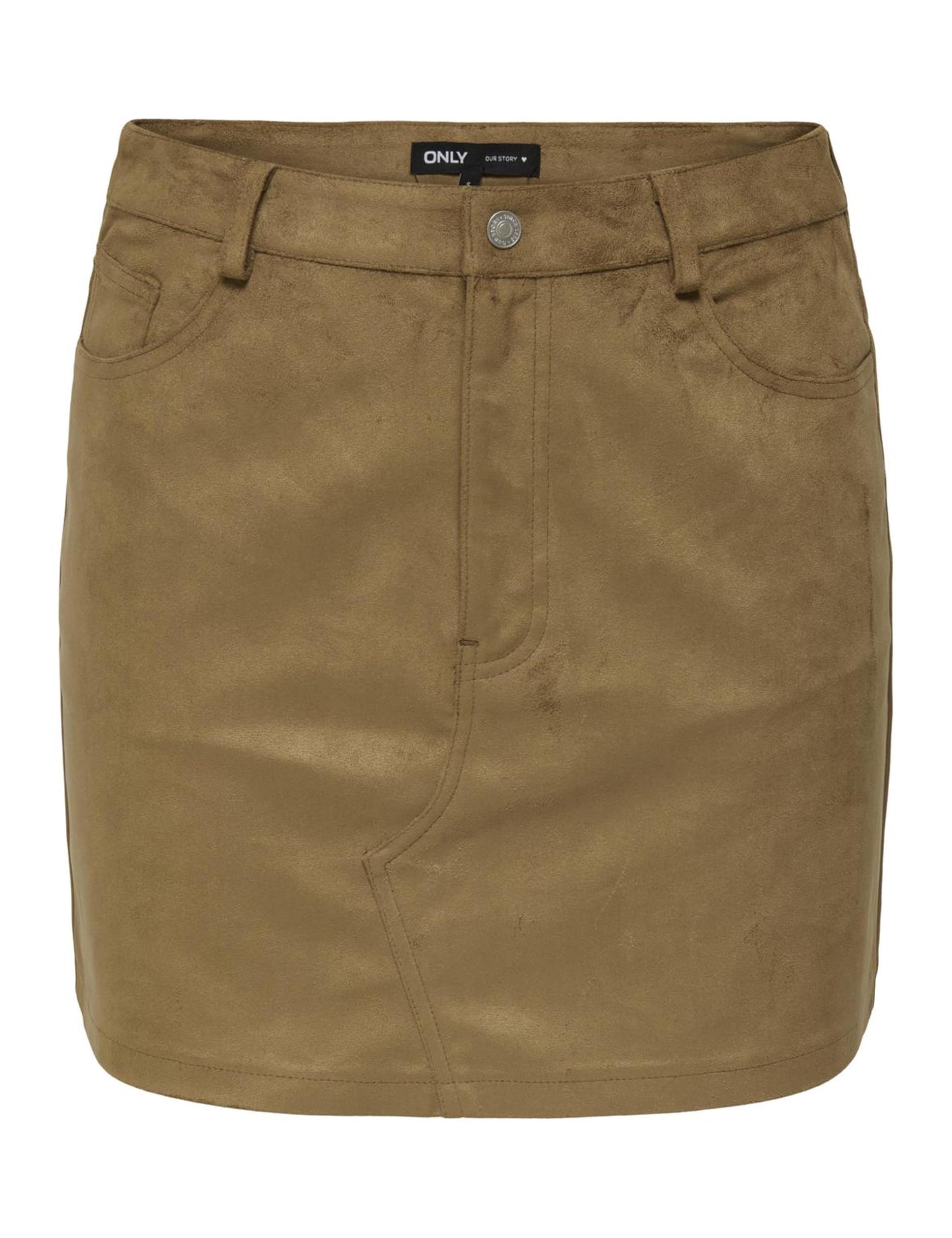 Jupe Tulip Cognac ONLY jupe courte drapée simili cuir marron - 4