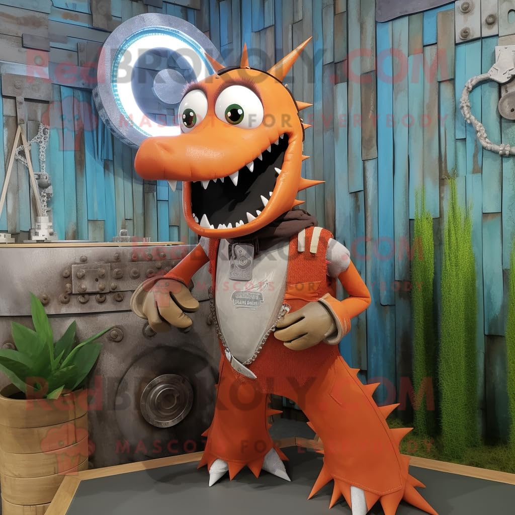 Rust-Schwertfisch-Maskottchen-Kostüm, gekleidet mit Tanktop und Halsketten