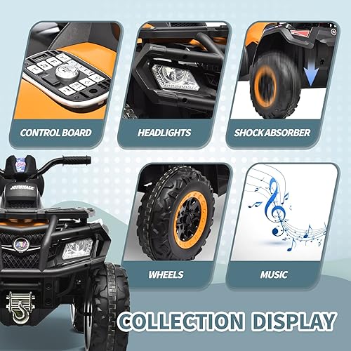 Miniatura 7 de Joywhale ATV de 12 V y 2 plazas para niños de 3 a 8 años, con calcomanía de bricolaje, batería 7AH, suspensión de metal, faros brillantes, música,