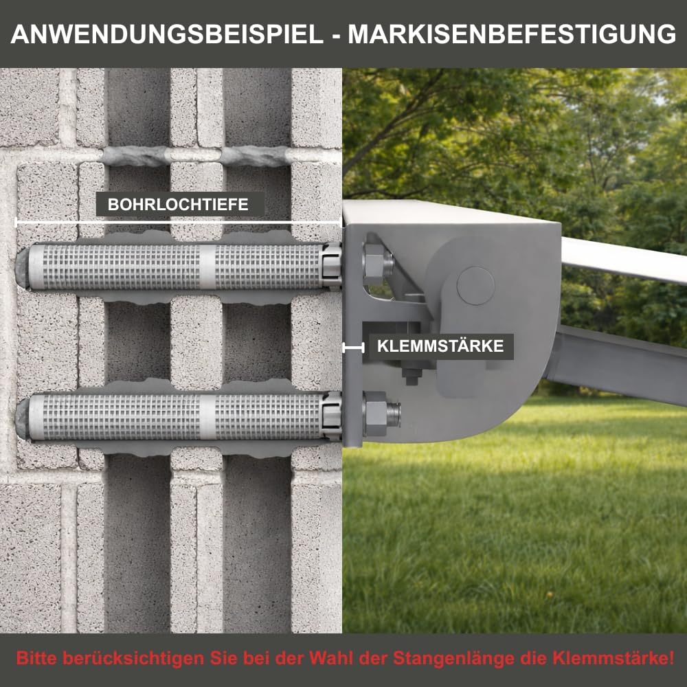 10x Ankerstangen - M16x190 mm Edelstahl A4 | inklusive Muttern und Scheiben Schwerlast-Anker Schwerlast-dübel Verbundanker Gewindestange