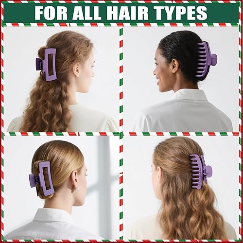 Miniatura 132 de TOCESS Paquete de 8 pinzas grandes para el cabello para mujer, pinzas de garra grandes para cabello fino y rizado, agarre fuerte de los años 90