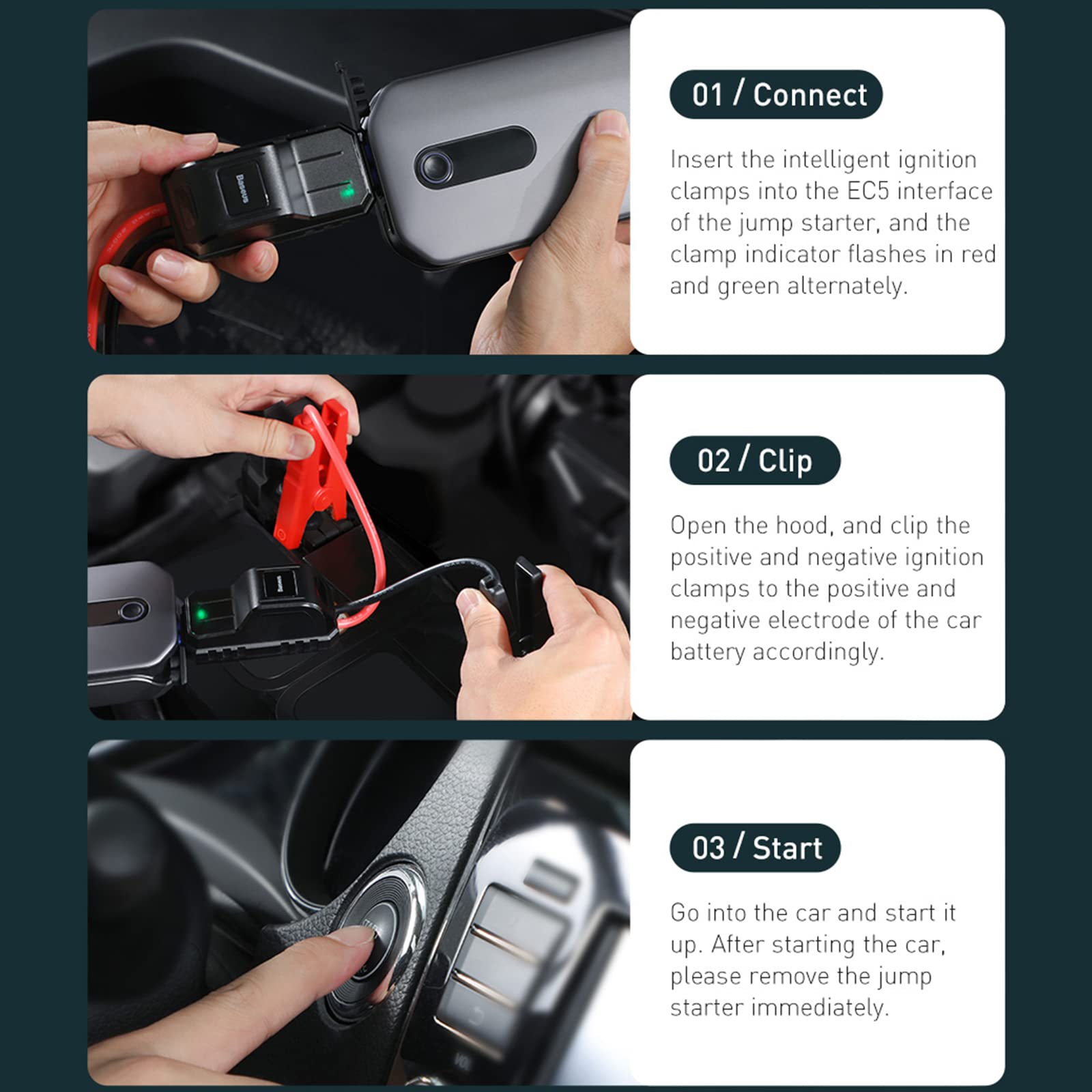 Batería de Coche Arrancador de Emergencia Portátil Auto Arrancador de Emergencia Coche de Potencia Encendedor de Emergencia Multifunción Carga Tesoro con LED,Red