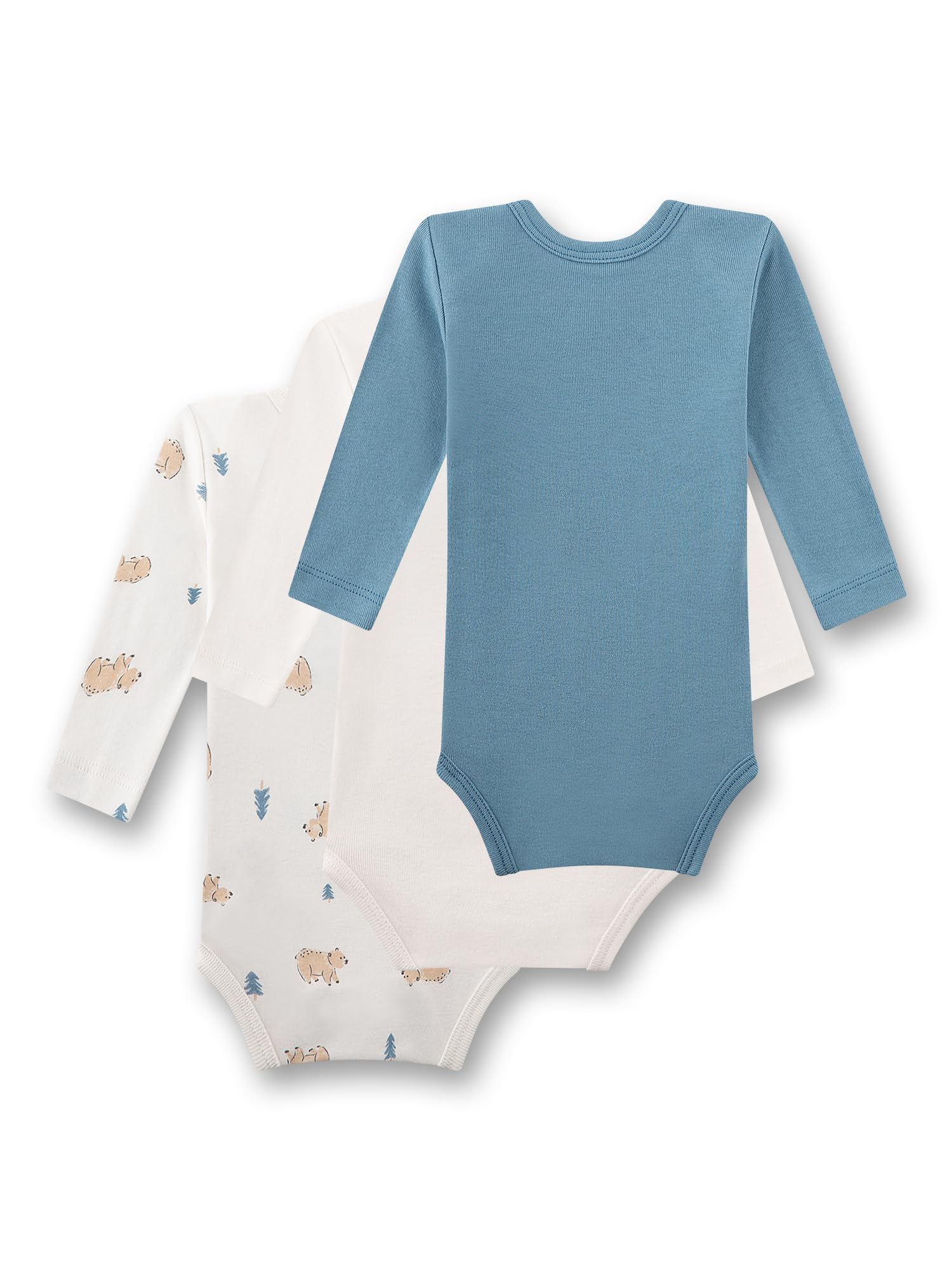 Sanetta Body per neonato a maniche lunghe beige e blu, a maniche lunghe, morbido, delicato sulla pelle, set da 3 pezzi
