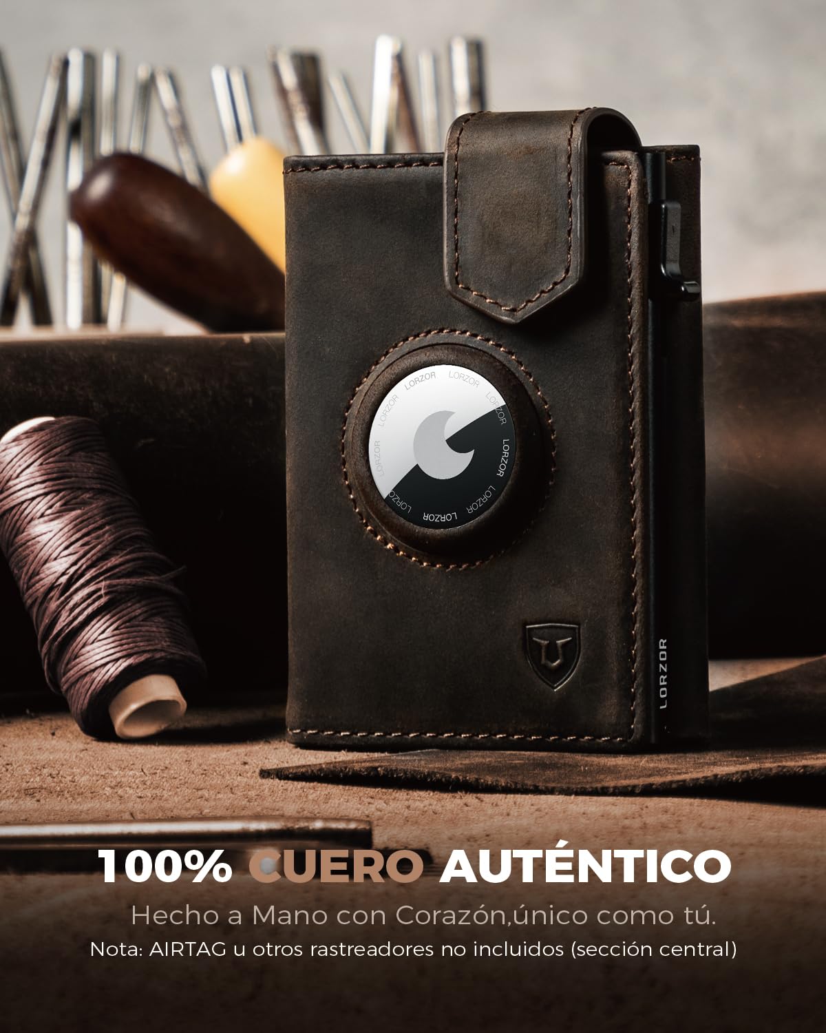 LORZOR® Cartera para Hombre Pequeño con Monedero & Protección RFID, Billetera de Piel Pop-up con Tarjetero, Capacidad para 10 Tarjetas con Cierre Magnético
