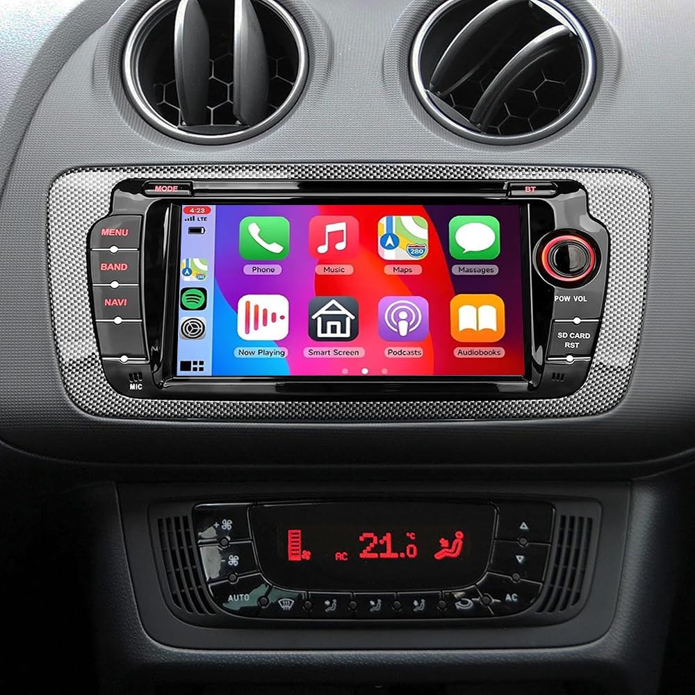 4 + 64 G Android 14 radio samochodowe 2 DIN do Seat Ibiza 2009-2013 Head Unit ekran Bluetooth, ekran dotykowy 7 cali z wyświetlaczem Carplay Android Radio Display GPS, nawigacja kamera cofania FM/RDS