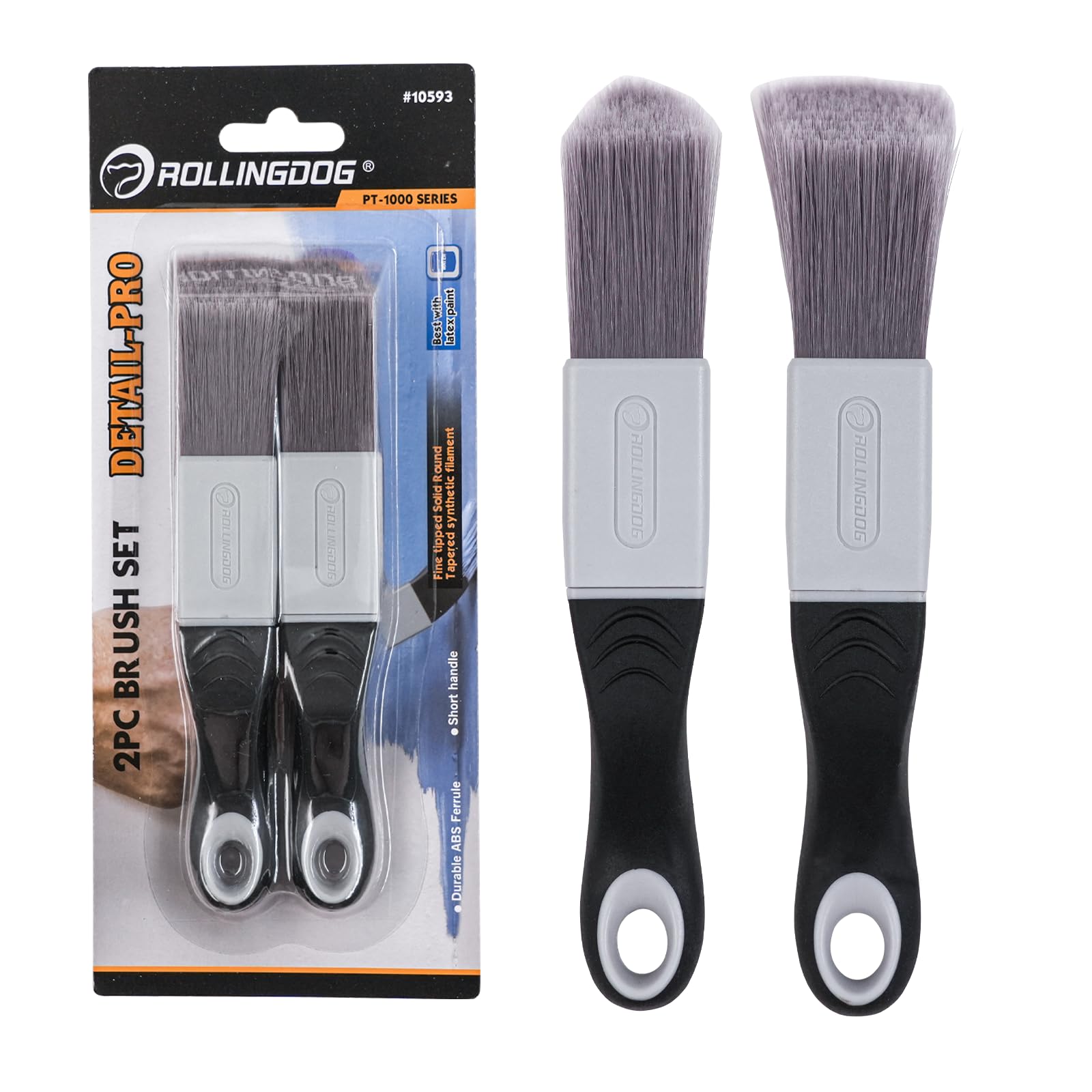 ROLLINGDOG GlossPaint Set of 2 Four Sided Square Brush and Triangular Brush Triangular Brush for Cutting Skirting Boards
