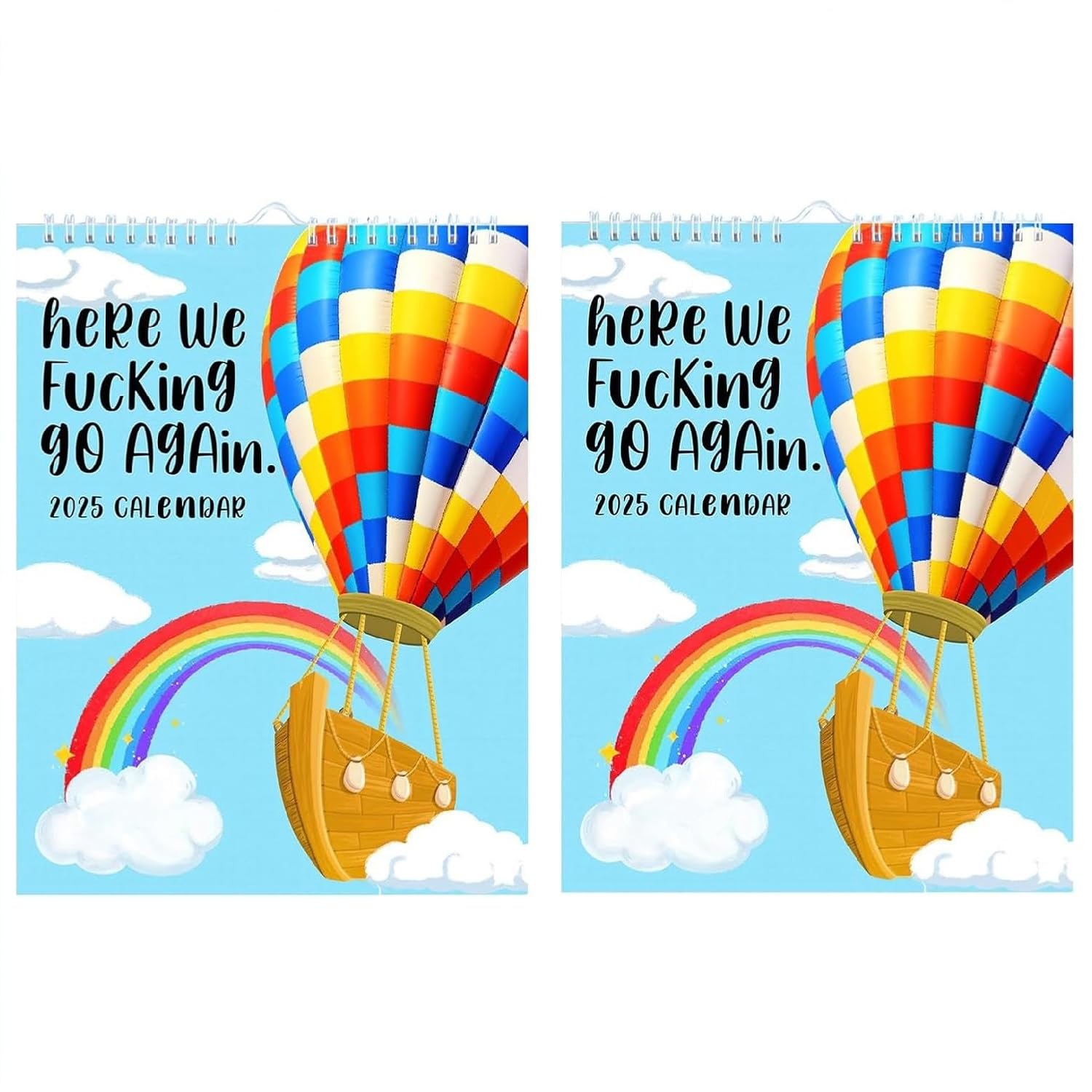 Here We Go Again Calendar 2025, 12 Monthly Wall Calendar Planner 2025, Gag Gift for Friends and Family, Funny Wall Calendars Family Organizer, 12 Month Planner Present for New Year (B-2Pcs)