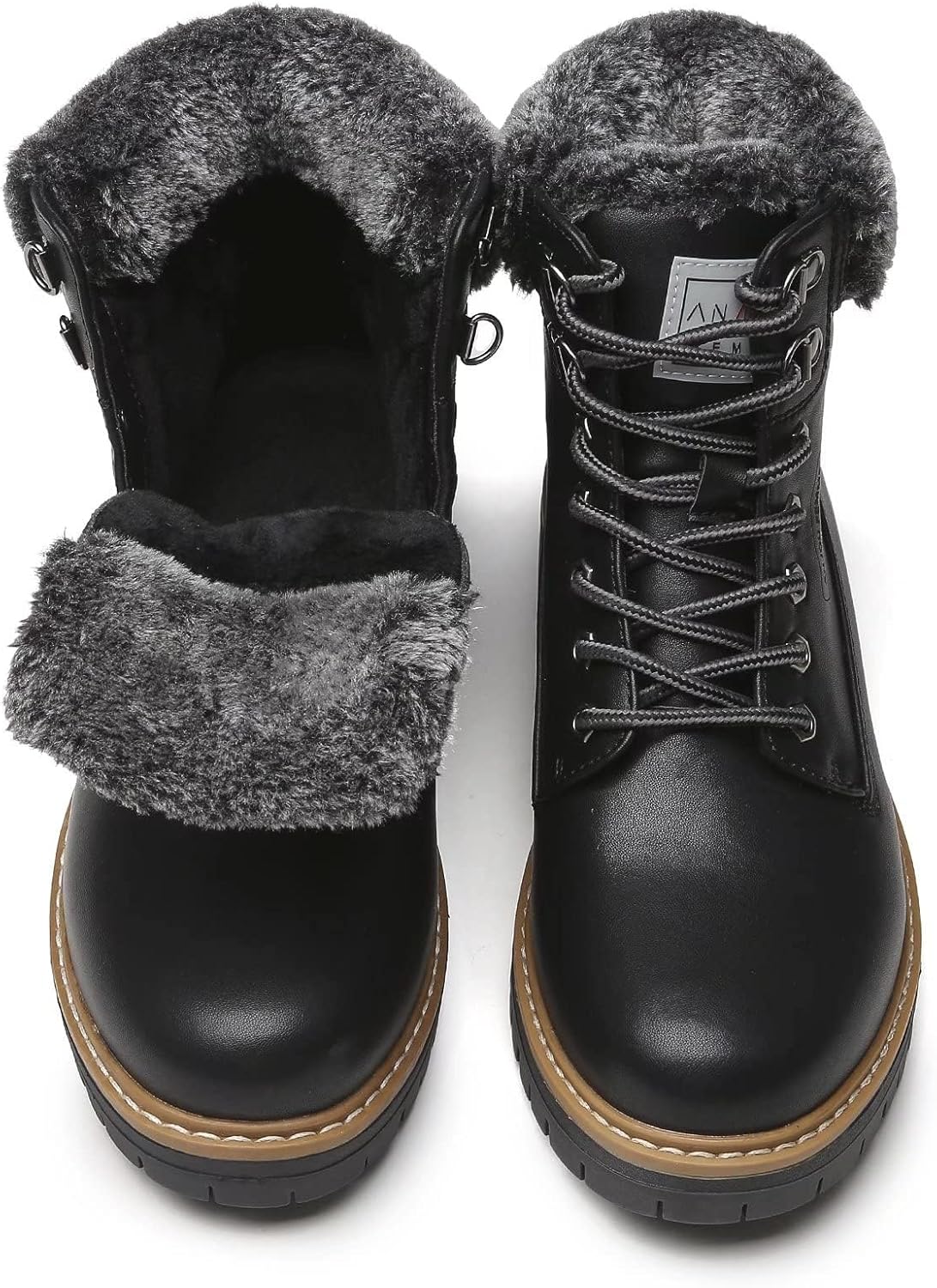 ANJOUFEMME Work Winter Hiking Boots For Women - Womens Snow Outdoor Casual Lace up Ankle Boots Waterproof Lightweight Warm Backpacking Walking Hiking Shoes - Image 6