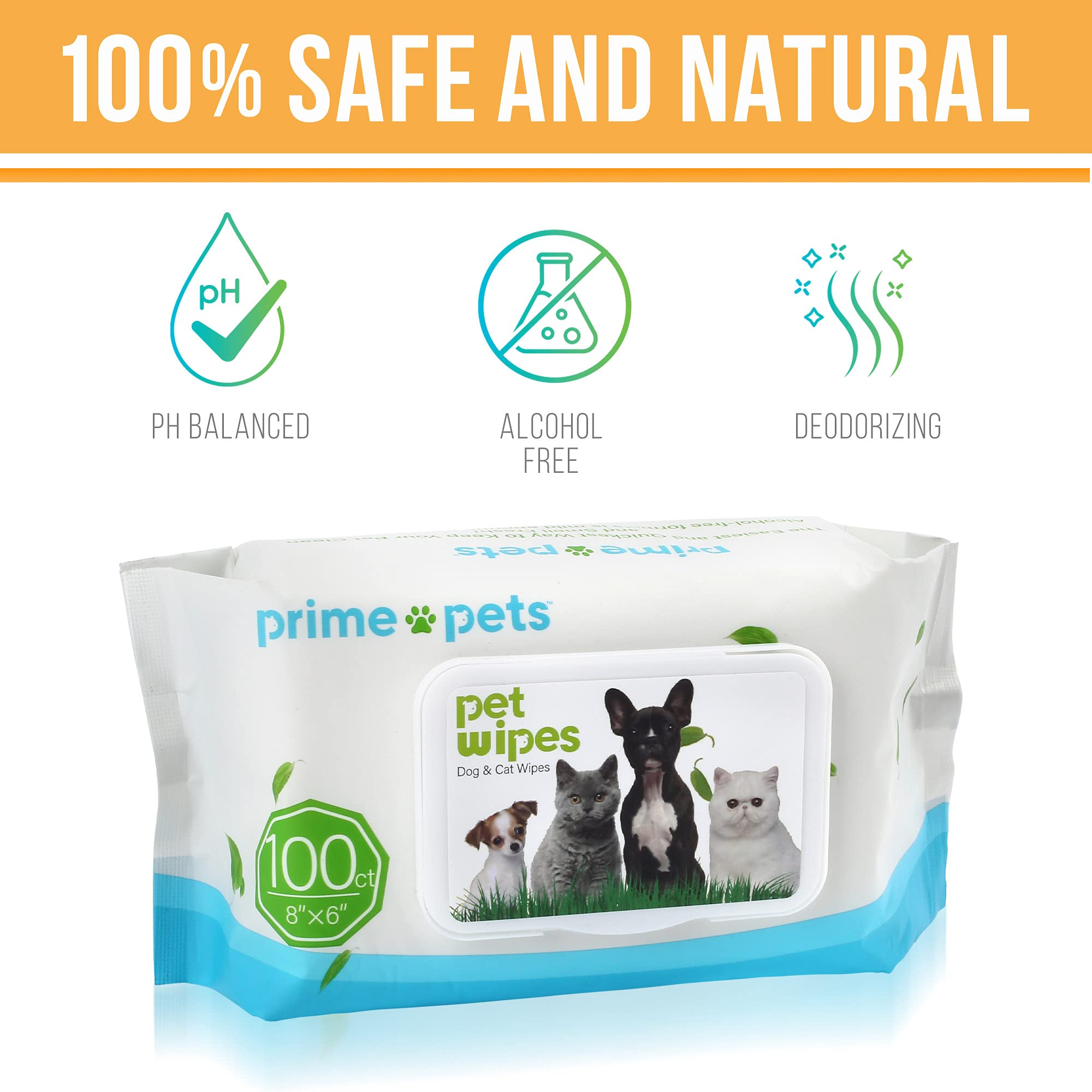 Buy PrimePets 300PCS Dog Wipes Cleaning Deodorizing, 8" x 6" Pet
