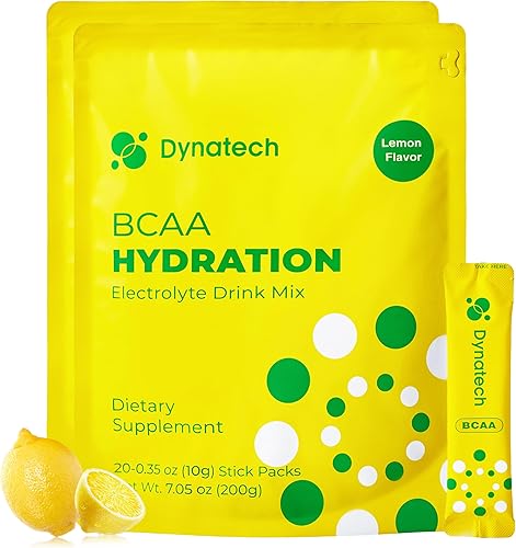 Dynatech BCAAs - Polvo de electrolitos de hidratación de sodio y azúcar, menos y múltiples vitaminas, práctico para llevar, sin OMG, mezcla de