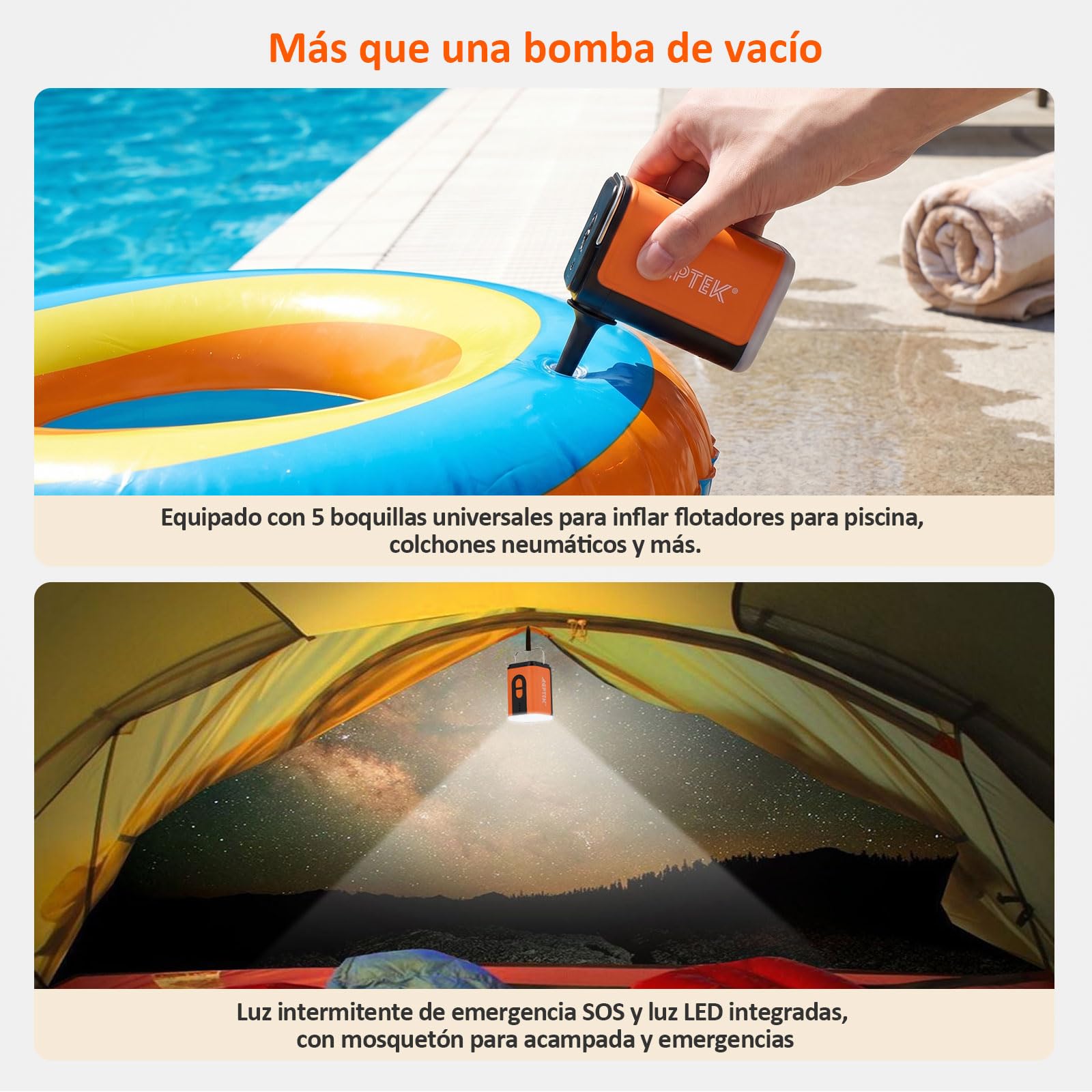 AGPTEK Bolsas Vacío Viaje 33L, 2 Unidades con Bomba Eléctrica 4KPa | Nylon 70D+TPU Resistente, IP67 Impermeable, Ahorra 50% Espacio, Bomba Inalámbrica con Luz LED/SOS, 33L para Maleta 20"-28"