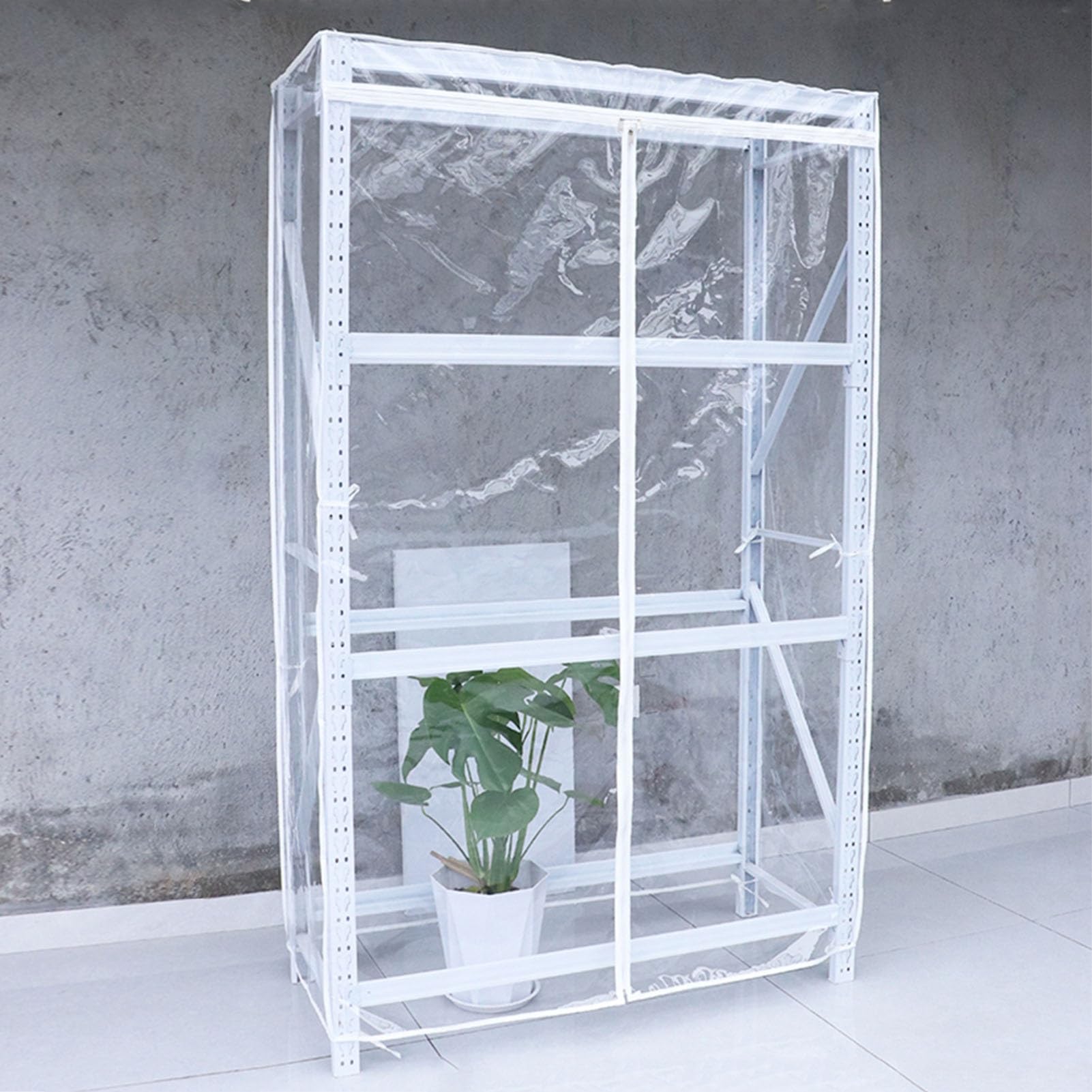 QSTGX Patio Furniture Covers Waterproof Shelf Cover All Clear Wire Shelf Cover with Zipper Transparent PVC Clearly Visible(90x40x180cm)