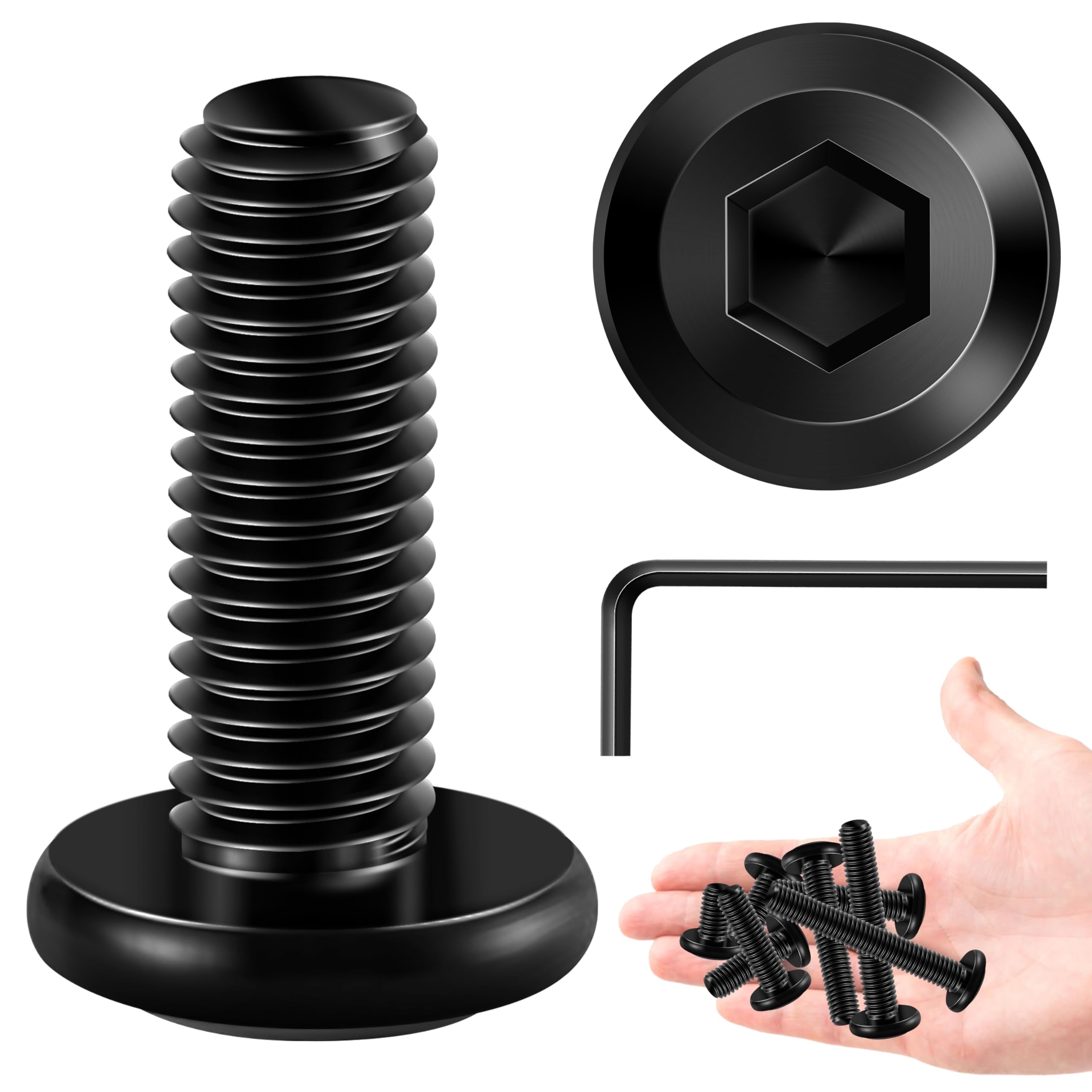 20Pcs M6 Bolt M6 x 20mm Flat Head Socket Cap Screw Bolts, Allen Socket Drive M6 Screws, Stainless Steel 304, Black Oxide M6x1.0 Bolt by Marysino