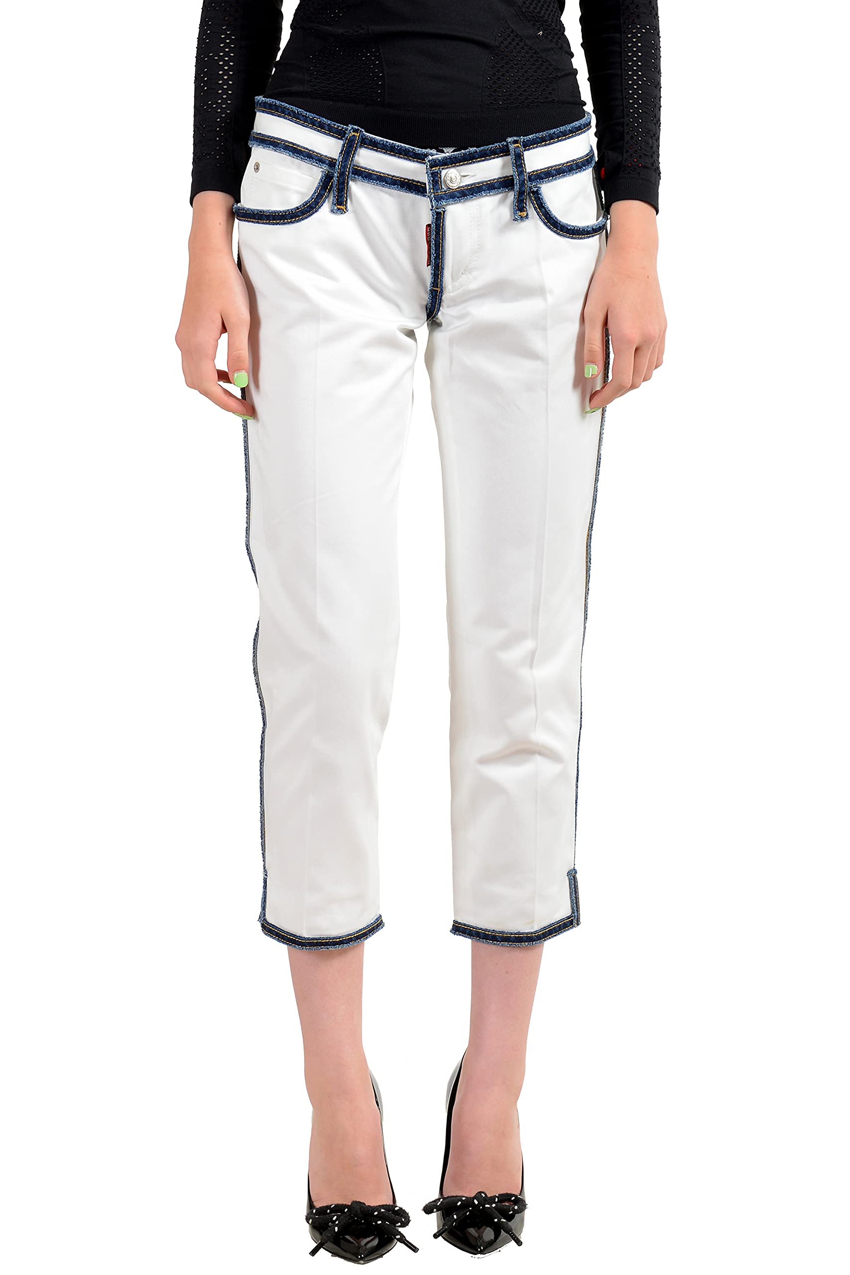 DSQUARED2 Women's White Cropped Capri Jeans US S IT 40