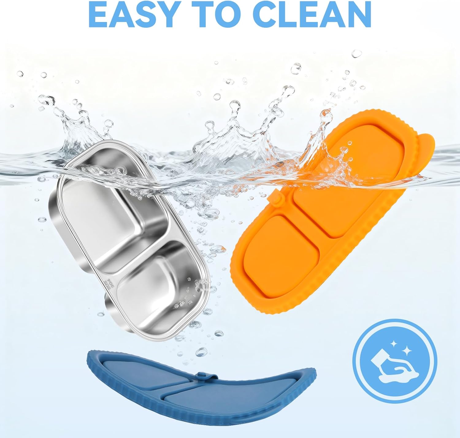 4 Pack Stainless Steel Snack Containers with Silicone Lids, Reusable Stainless Steel Food Containers Snack Box, 2 Compartment Meal Prep Containers for Lunch, Leakproof, Dishwasher Safe - Image 8