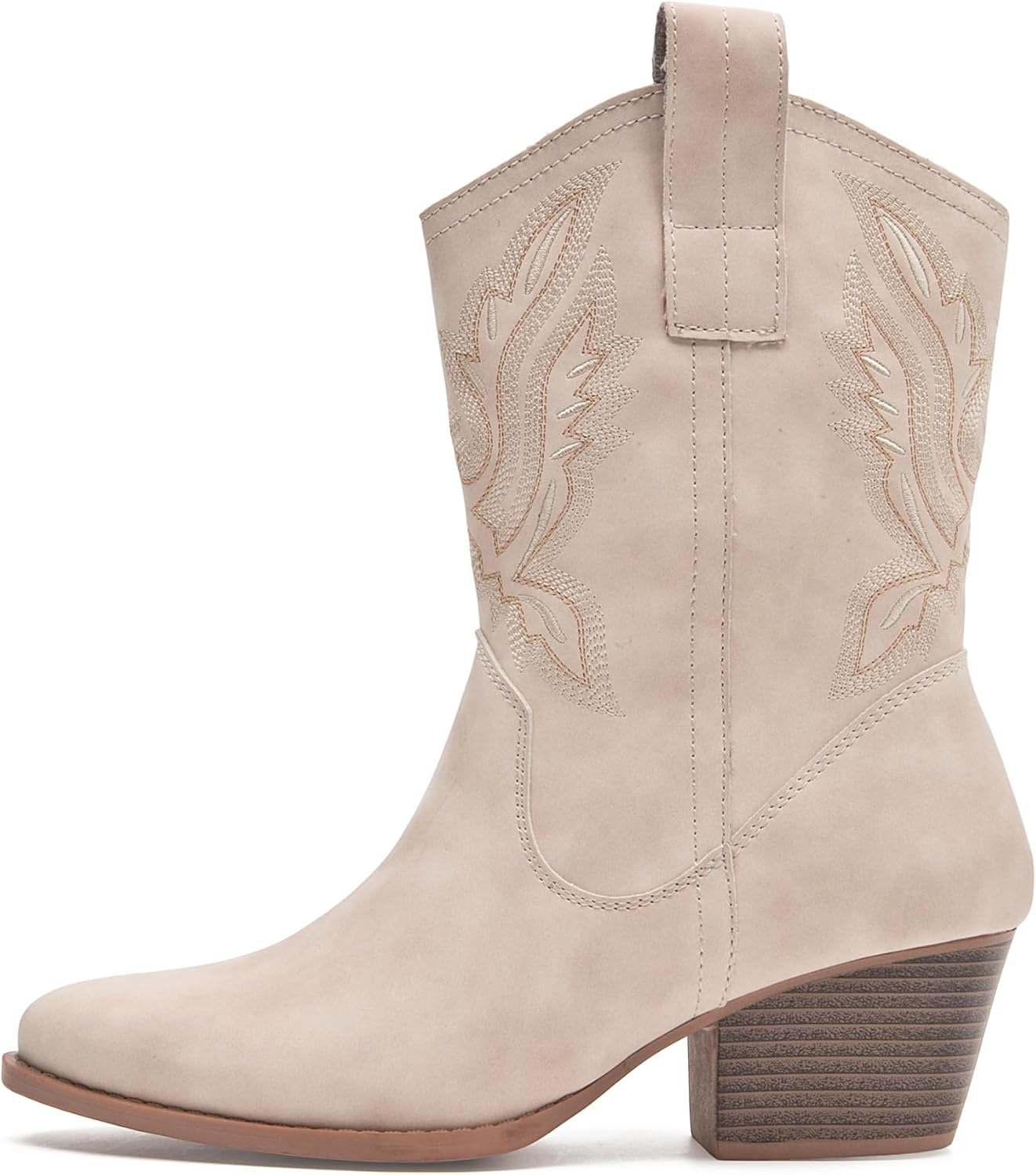 Glorert Cowgirl Short Boots For Women Ankle Cowboy Boot Block Heel Fashion Suede Booties