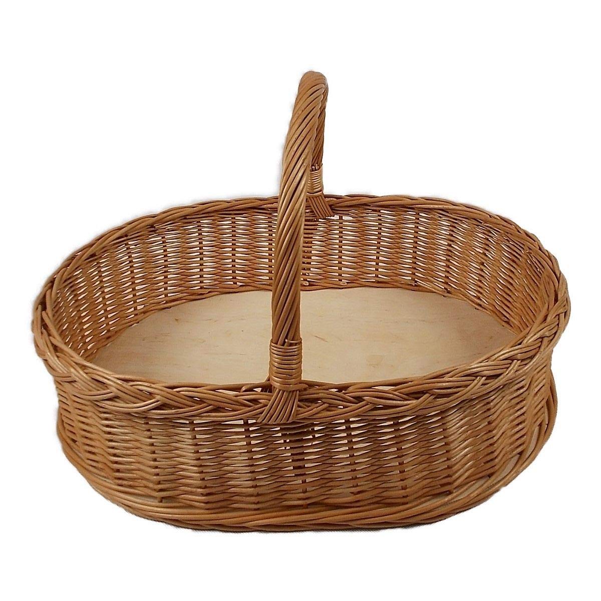 Weidentablett mit Henkel Braun Oval ca. 52x40x35 cm
