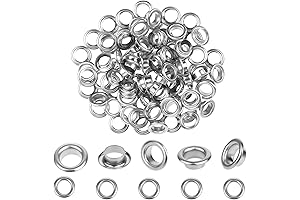 100 Sets Black Metal Eyelets Kit, 1/4 Inch Silver Eyelets and Grommets...