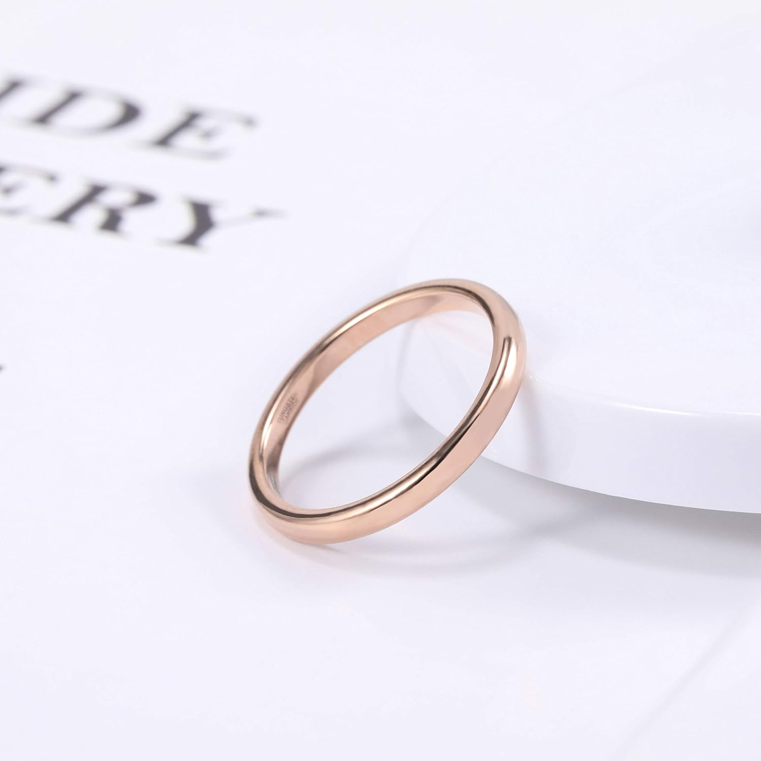 TRUMIUM 2mm 4mm 6mm 8mm Tungsten Wedding Band Ring for Men Women Silver/Rose Gold Plated/Rainbow/Gold Plated Domed High Polish Engagement Promise Rings Comfort Fit 4-15 - Image 3