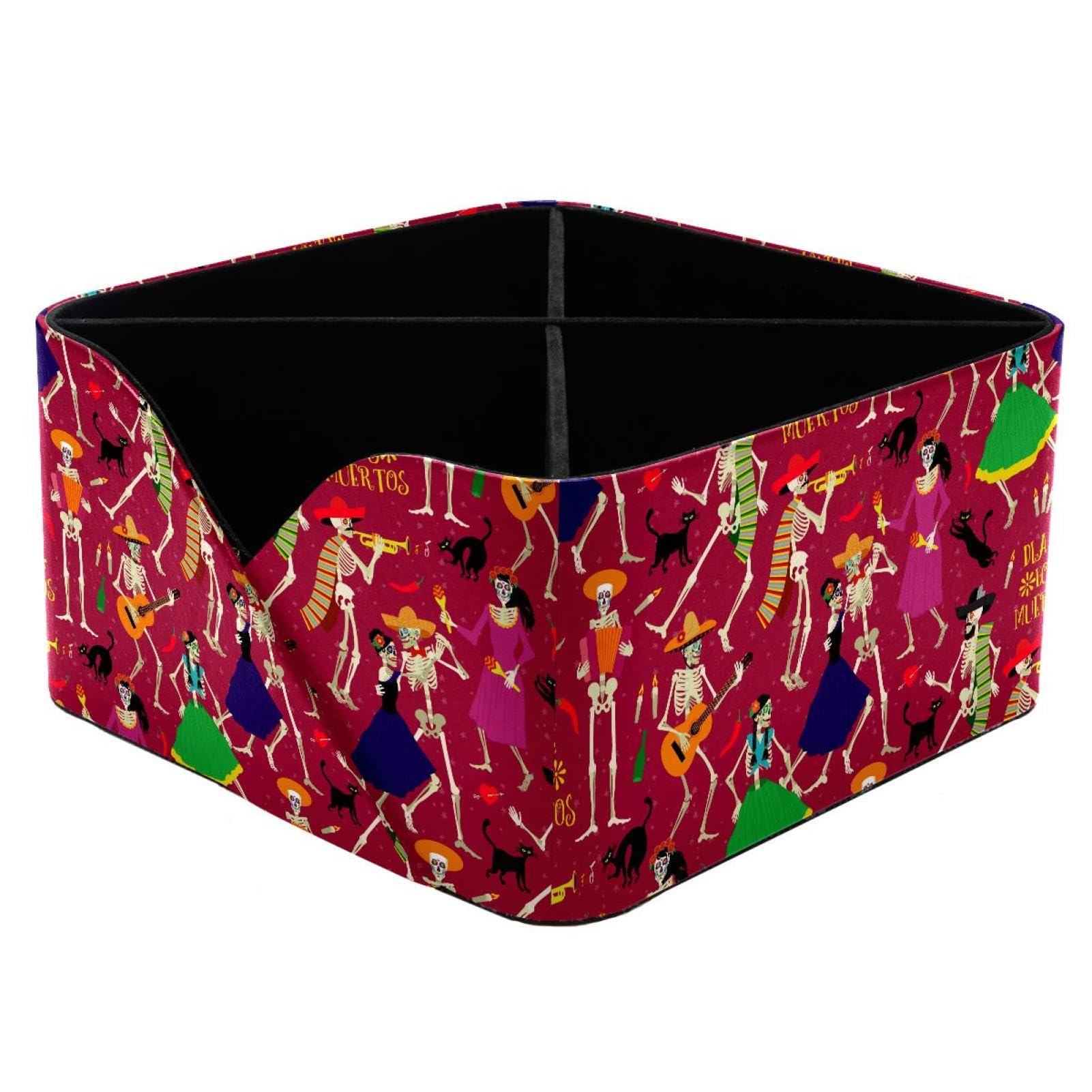 KengjuTesu Skeletons Day of the Dead Desktop Organizer Pen Holder, Rectangular Pencil Cup for Office, Study and Makeup Stations